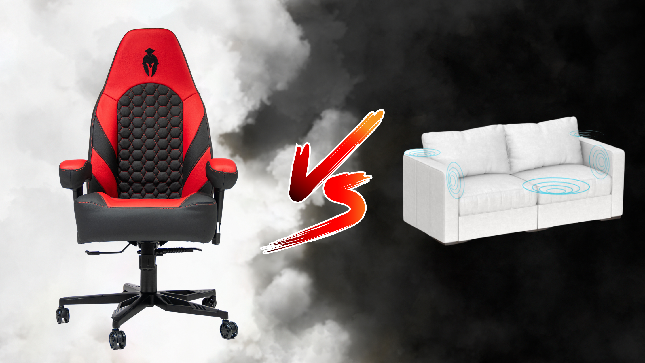 Kratos Pro 4D Throne Haptic Gaming Chair Versus LOVESAC Stealth Tech Love Seat