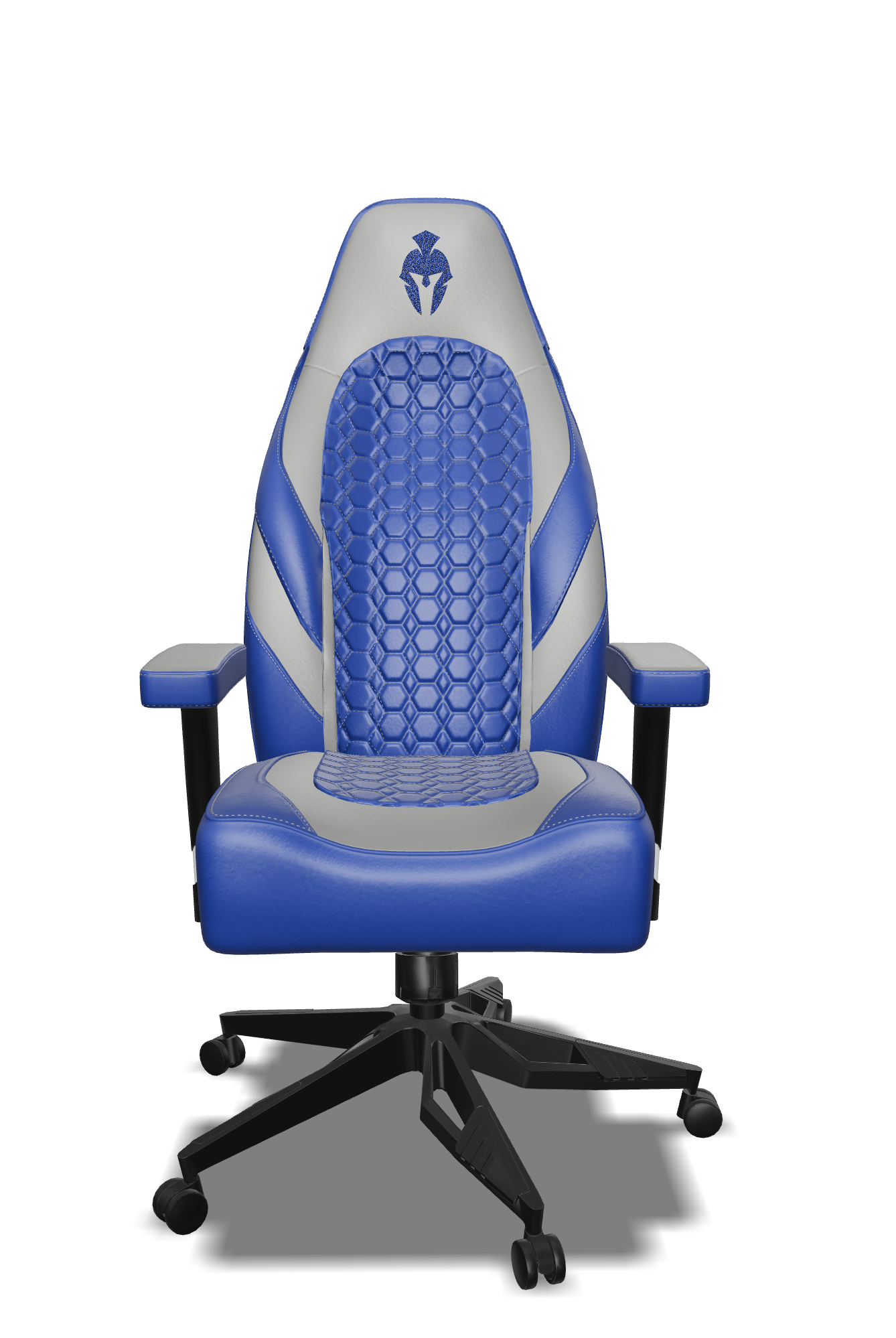 Grey and Blue Gaming Chair Front