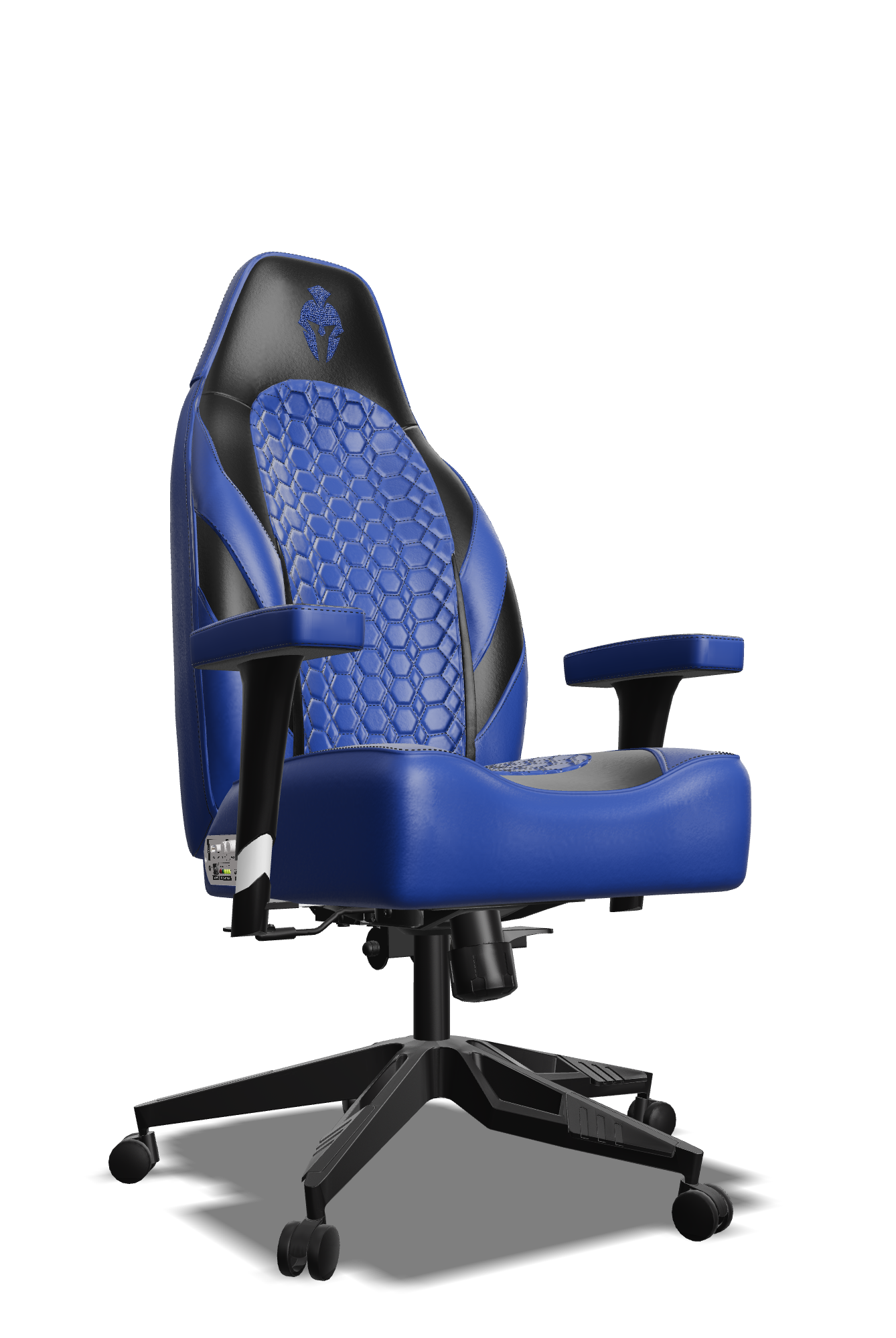 Black and Blue Custom Haptic Feedback Gaming Chair Side View