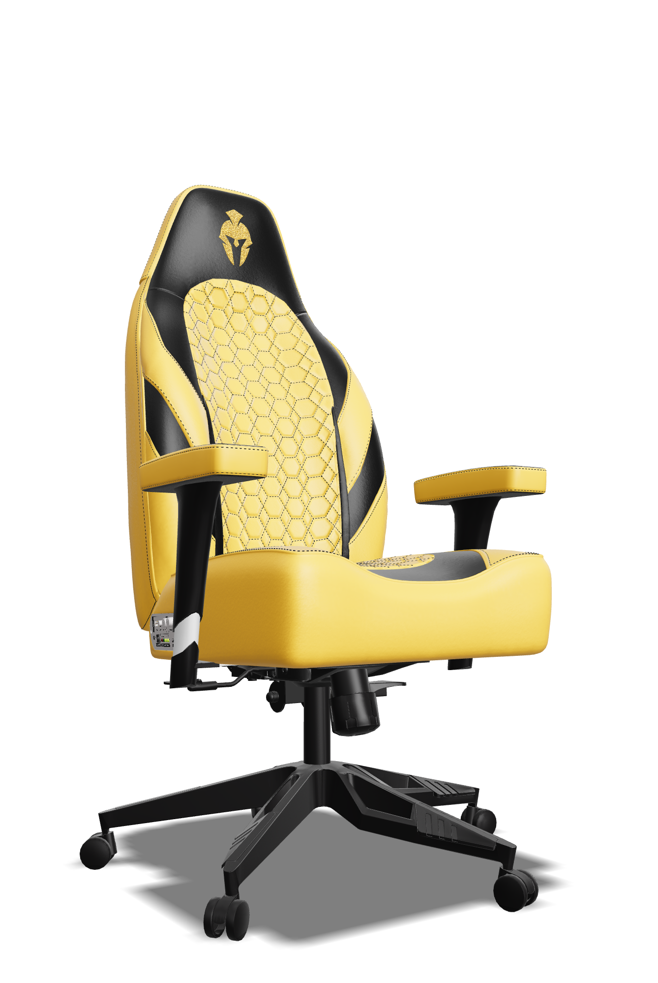 Black and Yellow Custom Haptic Feedback Gaming Chair Side View