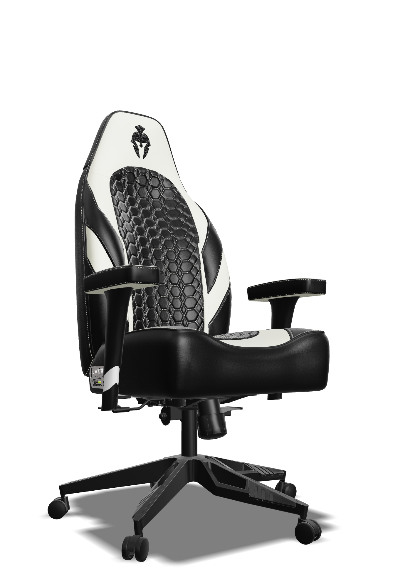 White and Black Custom Haptic Feedback Gaming Chair Side View