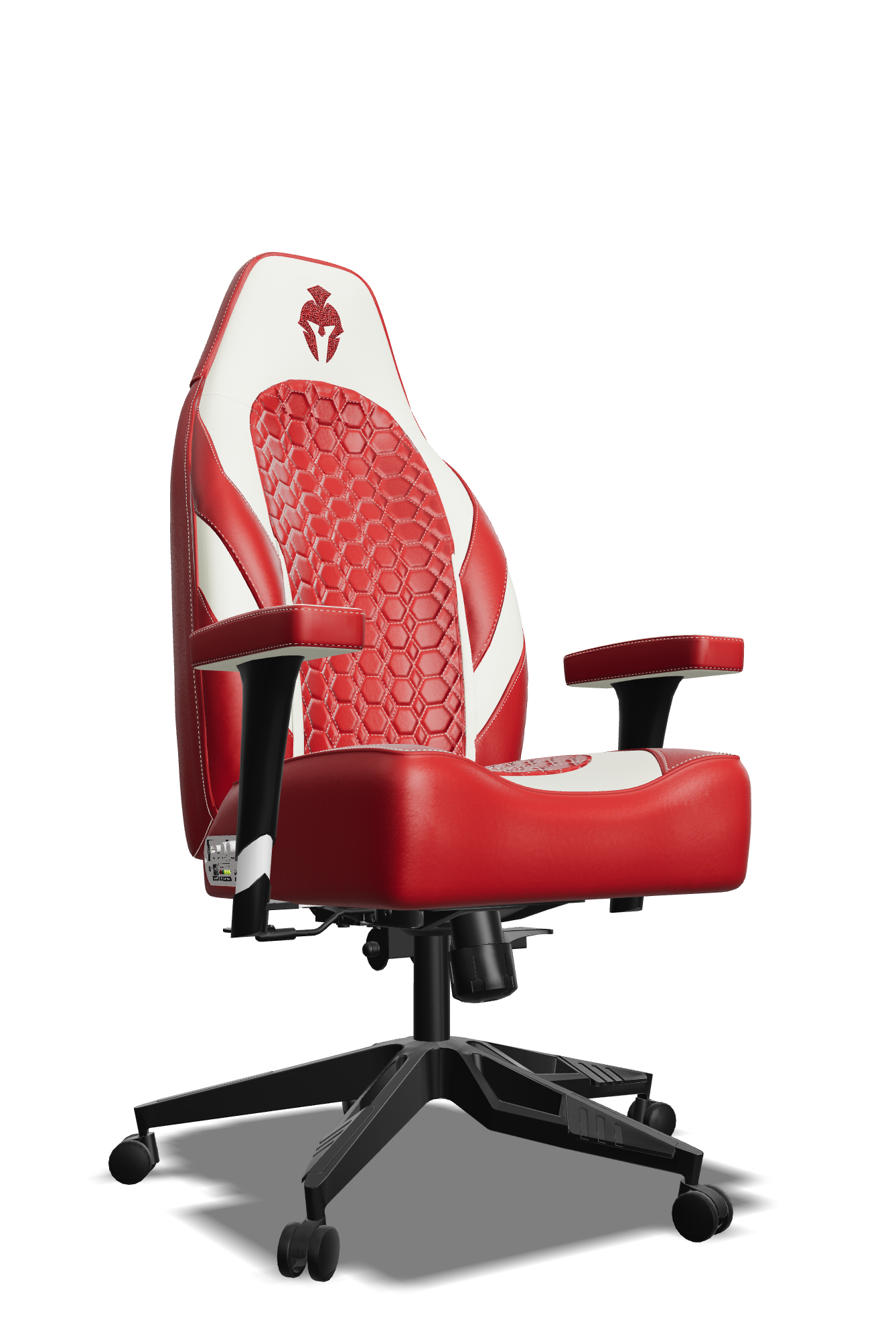 White and Red Custom Haptic Feedback Gaming Chair Side View