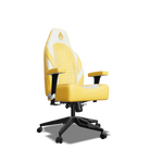 White and Yellow Custom Haptic Feedback Gaming Chair Side View