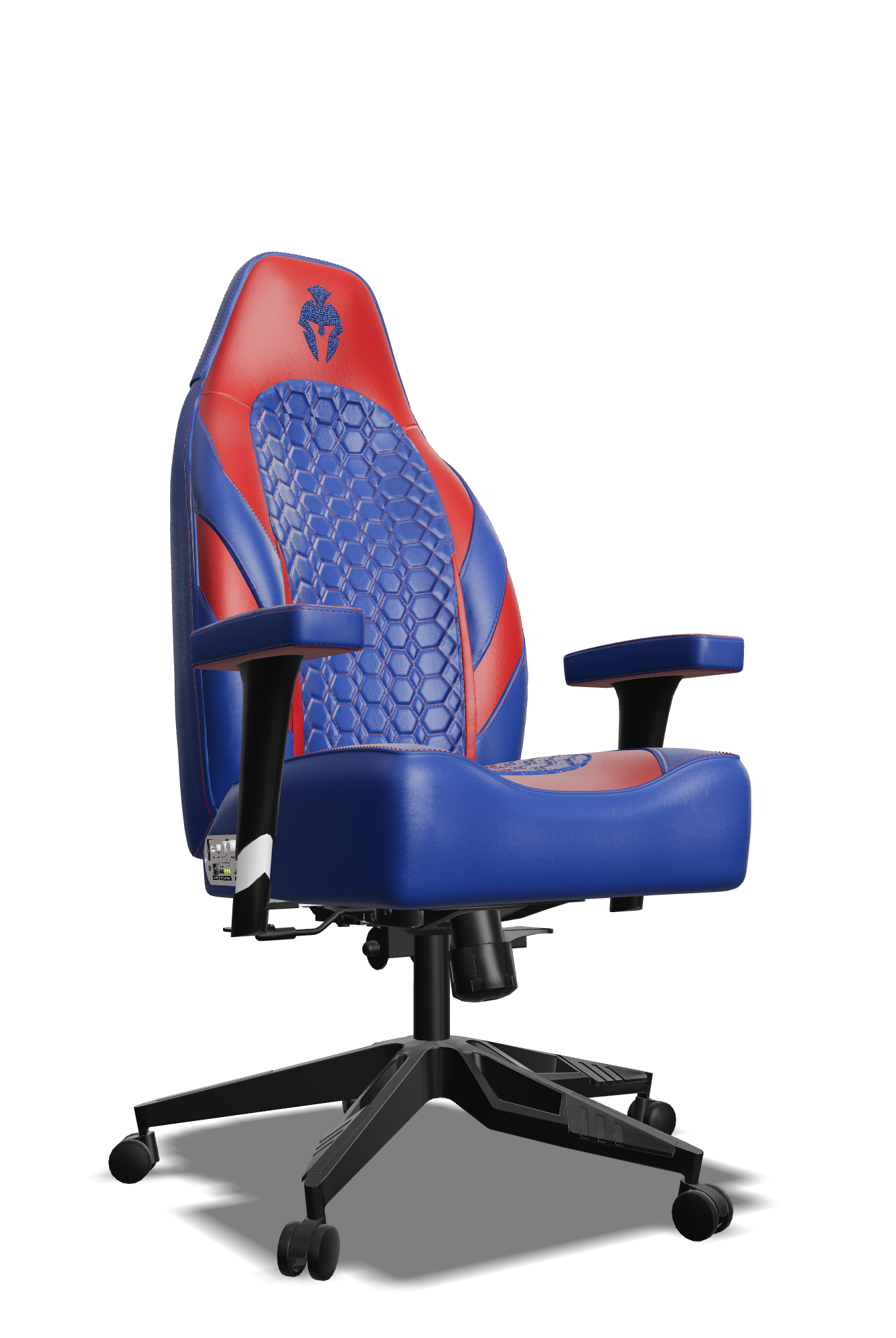 Red and Blue Custom Haptic Feedback Gaming Chair Side View