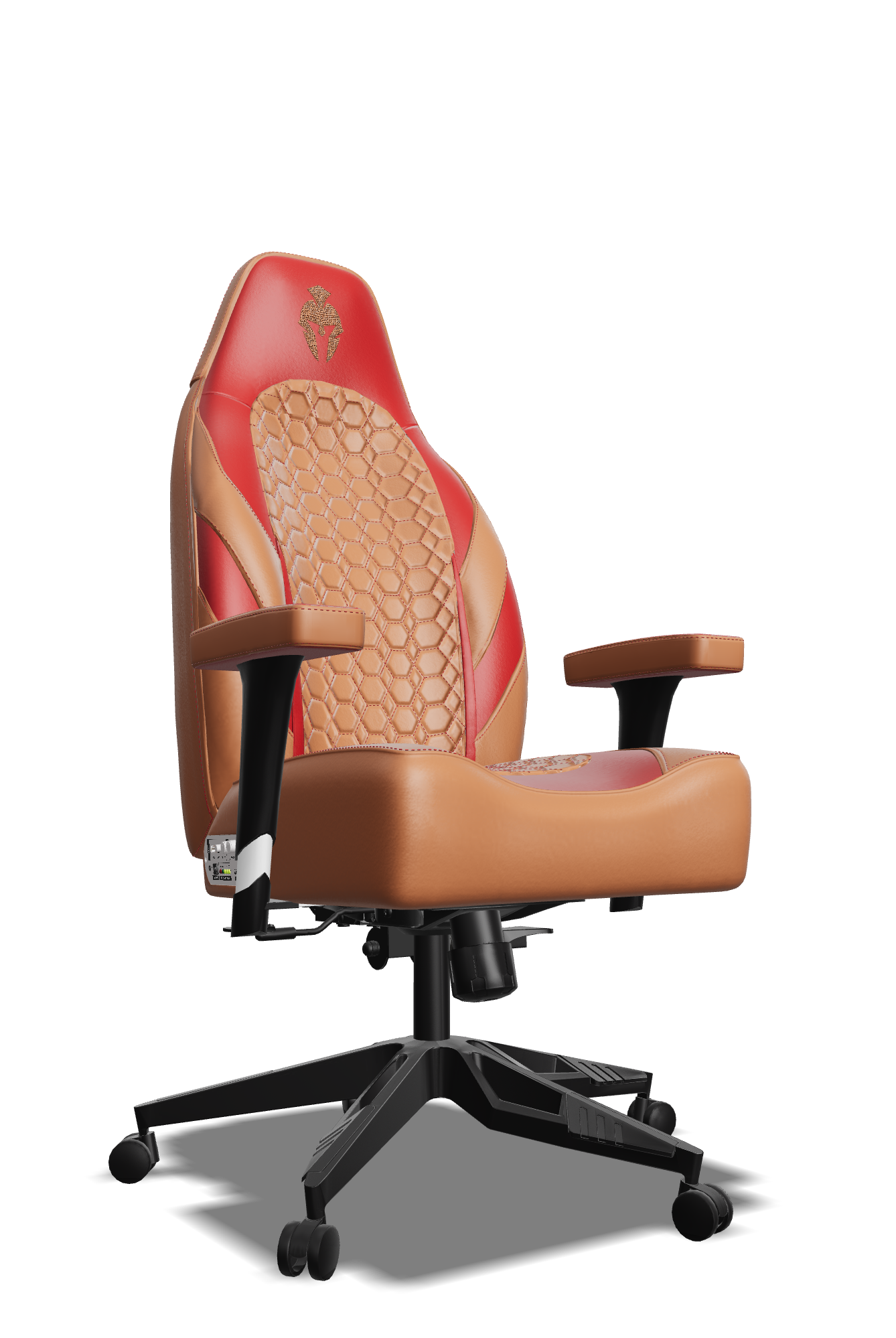 Red and Brown Custom Haptic Feedback Gaming Chair Side View