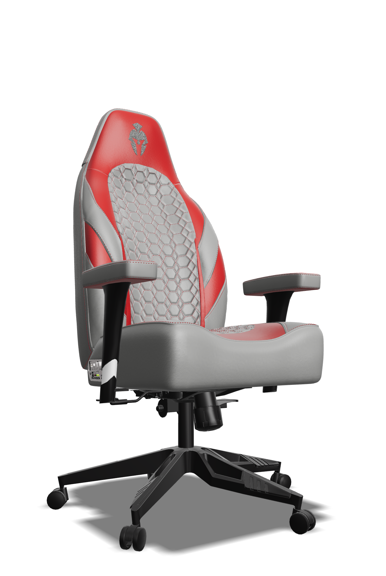 Red and Grey Custom Haptic Feedback Gaming Chair Side View