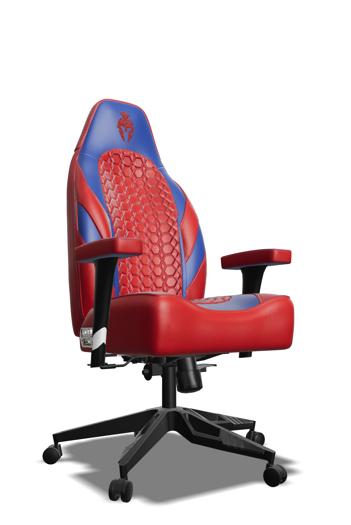Blue and Red Custom Haptic Feedback Gaming Chair Side View