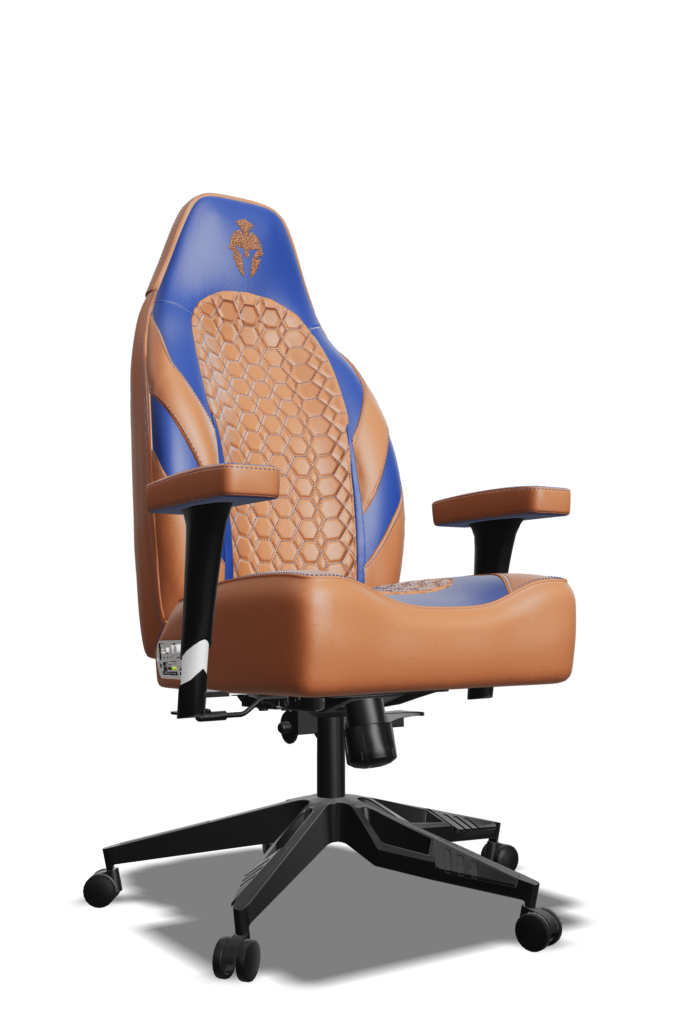 Blue and Brown Custom Haptic Feedback Gaming Chair Side View