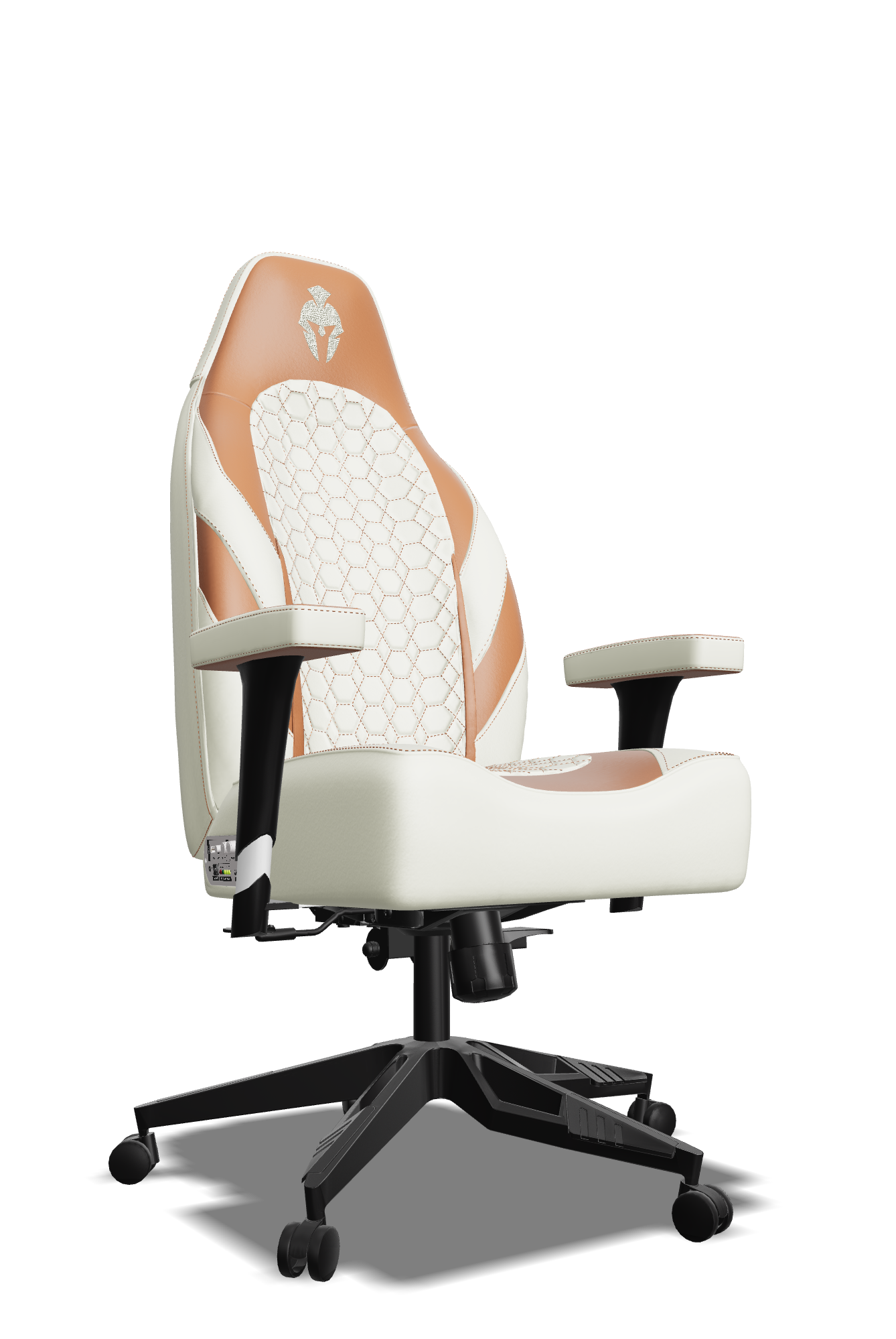 Brown and White Custom Haptic Feedback Gaming Chair Side View