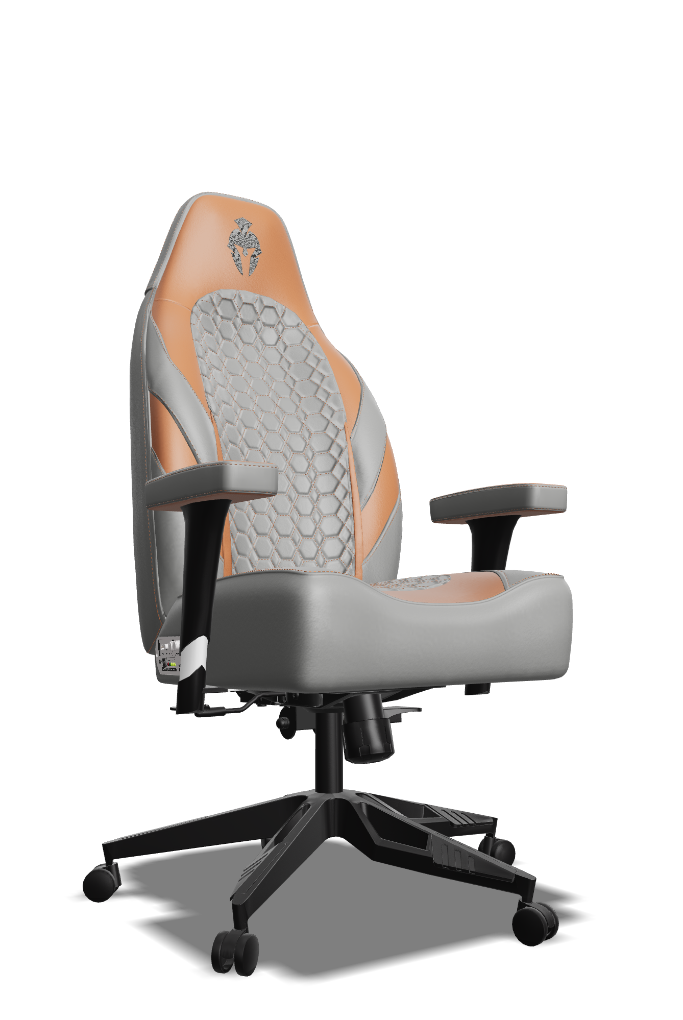 Brown adn Grey Custom Haptic Feedback Gaming Chair Side View