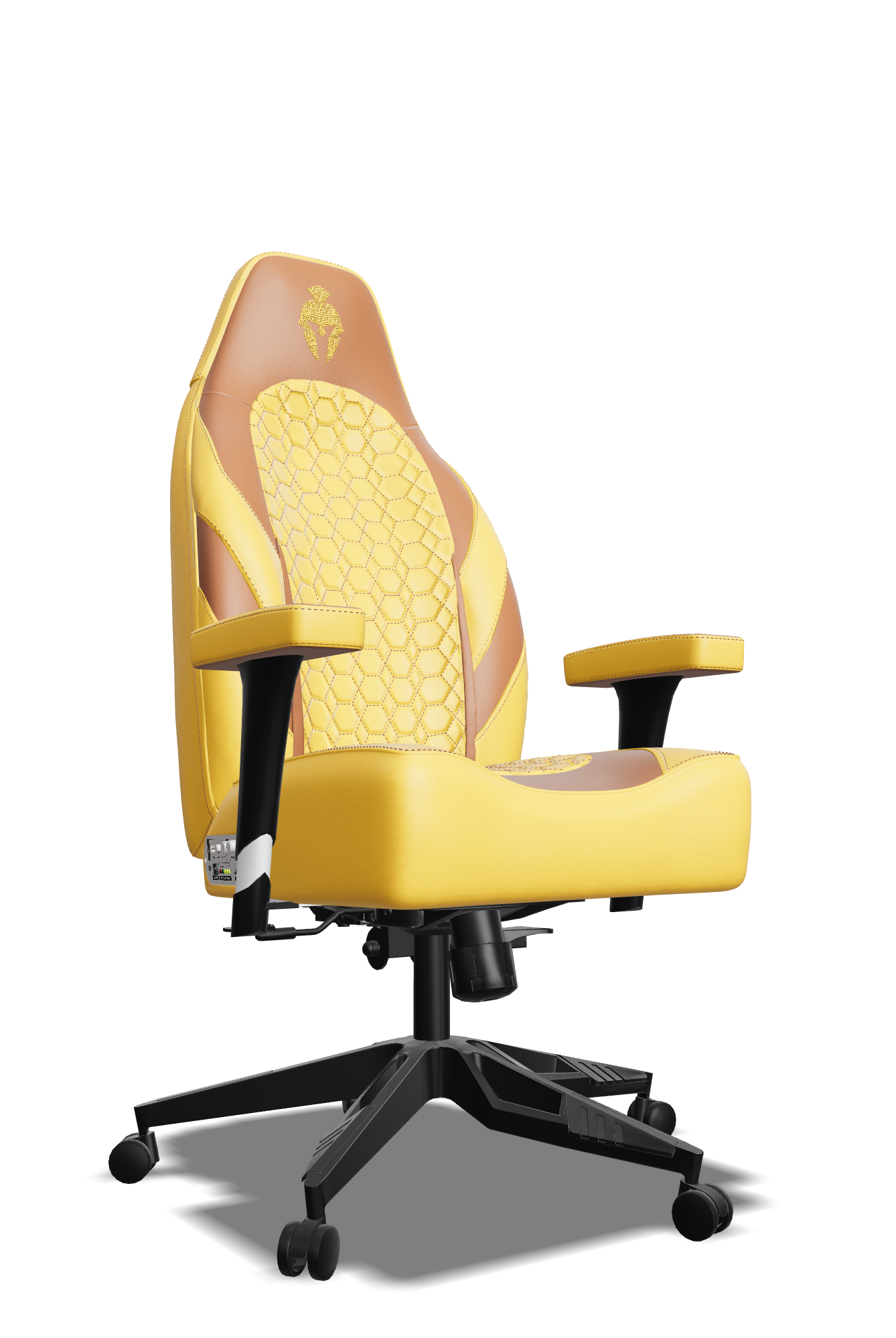 Brown and Yellow Custom Haptic Feedback Gaming Chair Side View