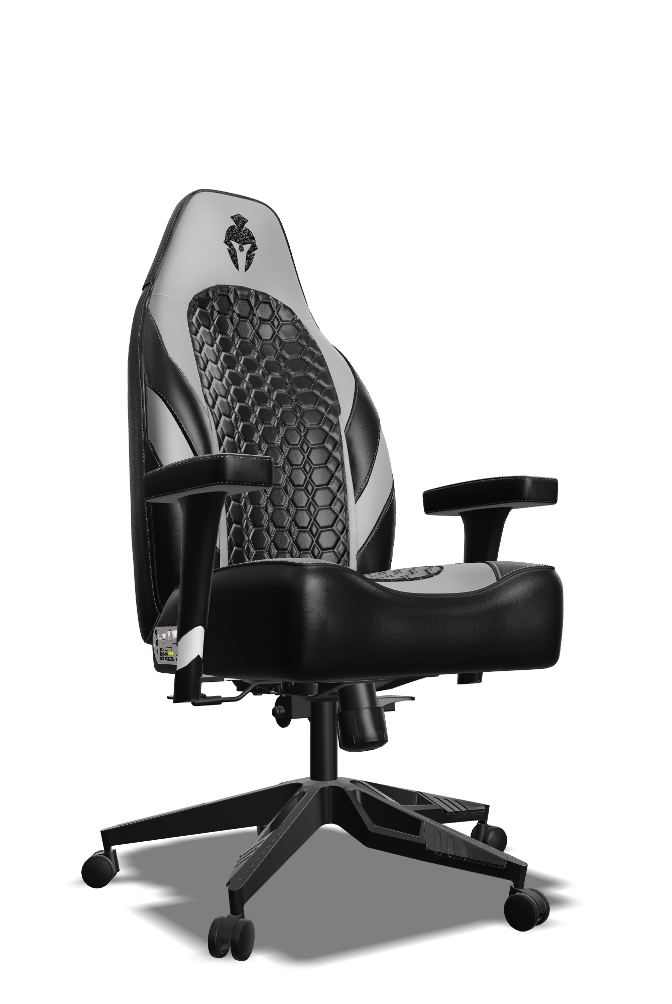 Grey and Black Custom Haptic Feedback Gaming Chair Side View