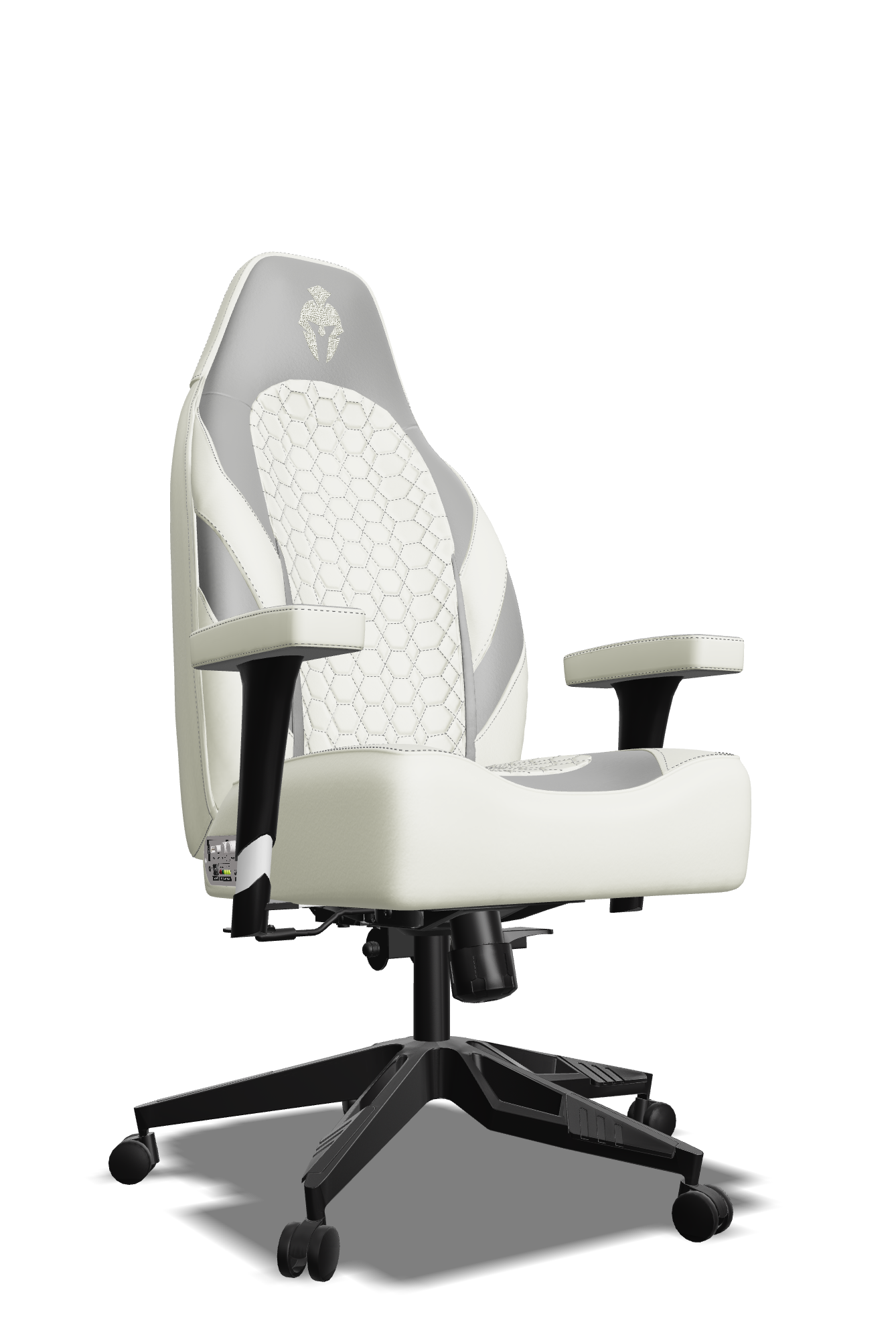 Grey and White  Custom Haptic Feedback Gaming Chair Side View