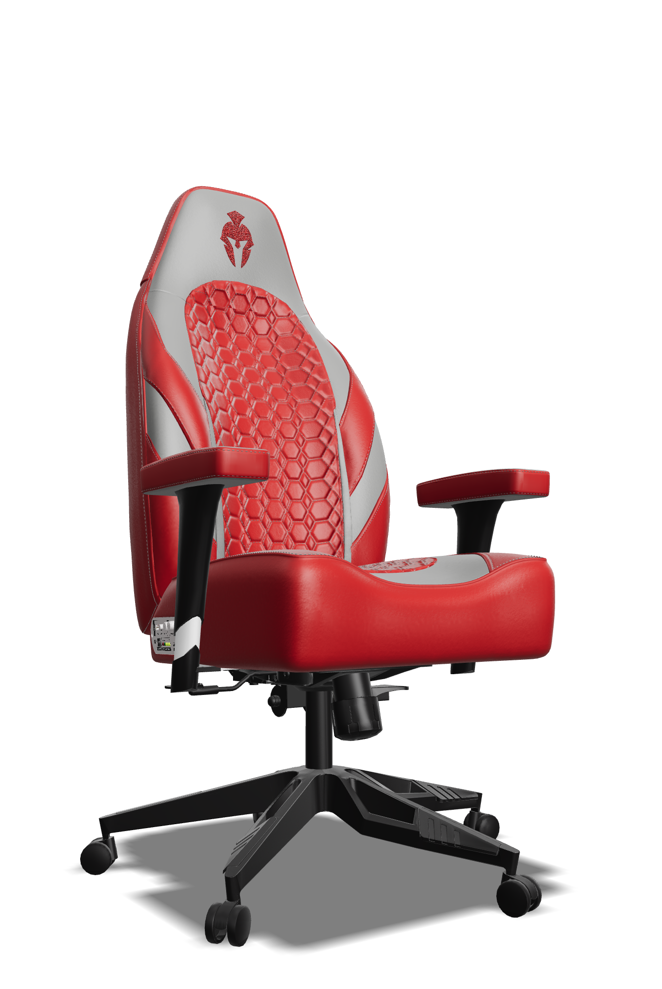 Grey and Red  Custom Haptic Feedback Gaming Chair Side View