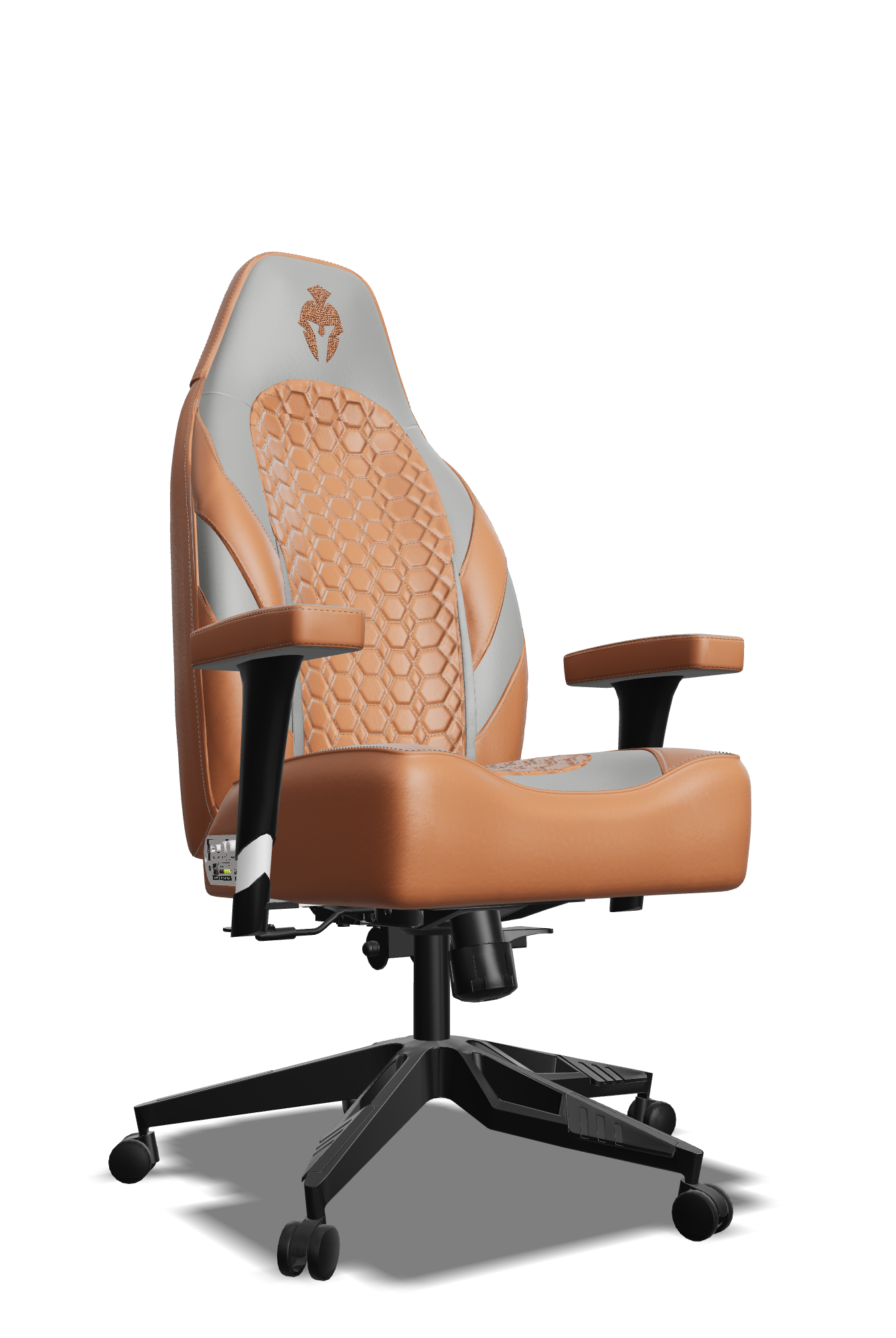 Grey and Brown Custom Haptic Feedback Gaming Chair Side View