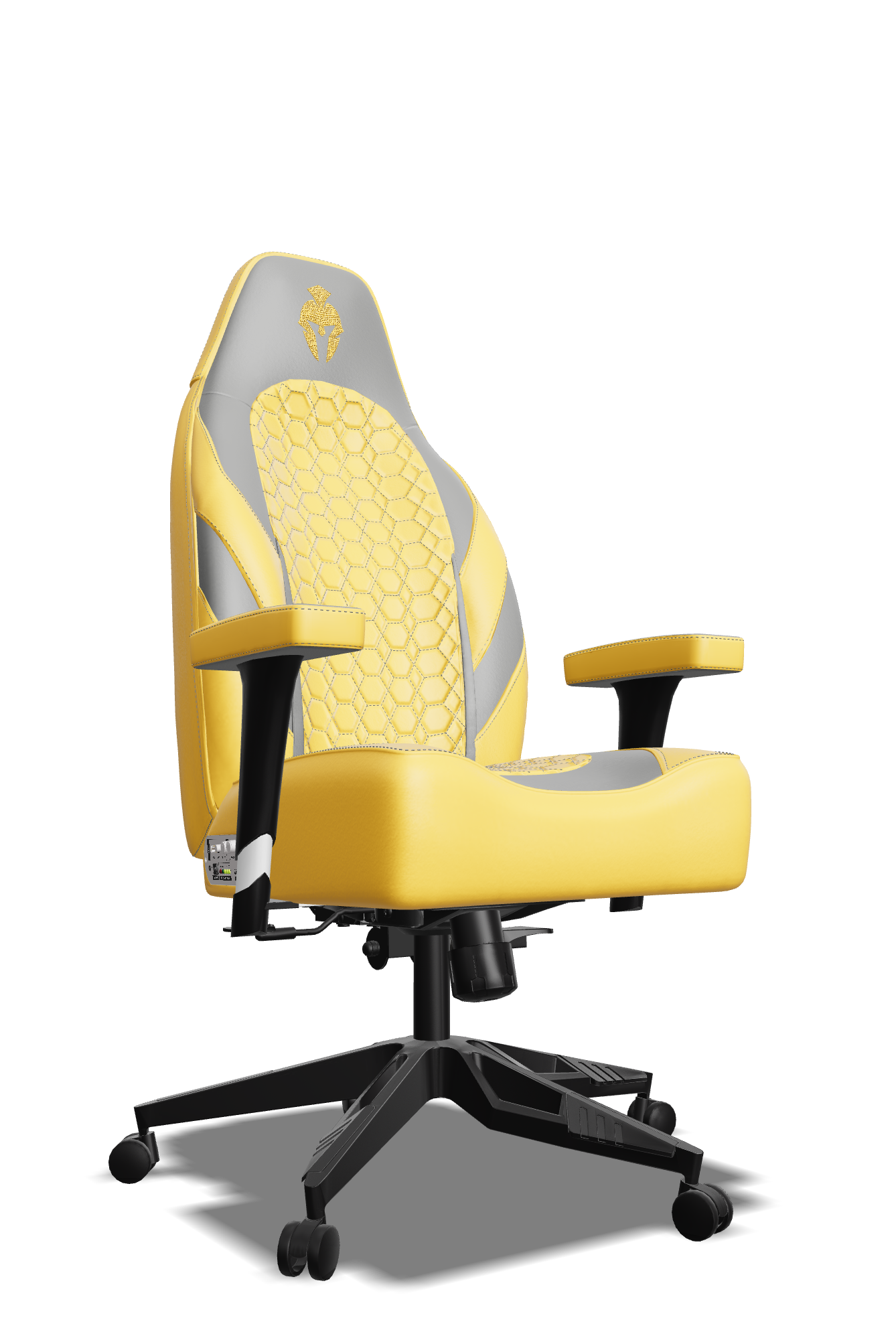 Grey and Yellow  Custom Haptic Feedback Gaming Chair Side View