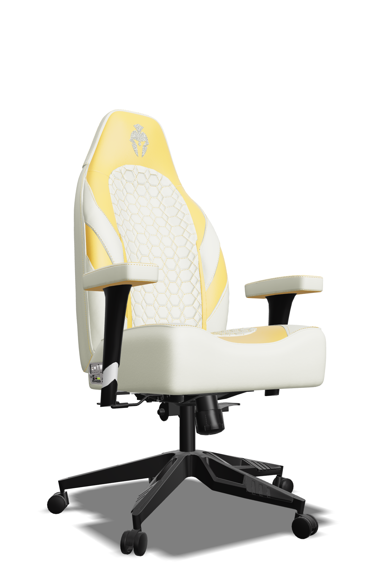 Yellow and White Custom Haptic Feedback Gaming Chair Side View