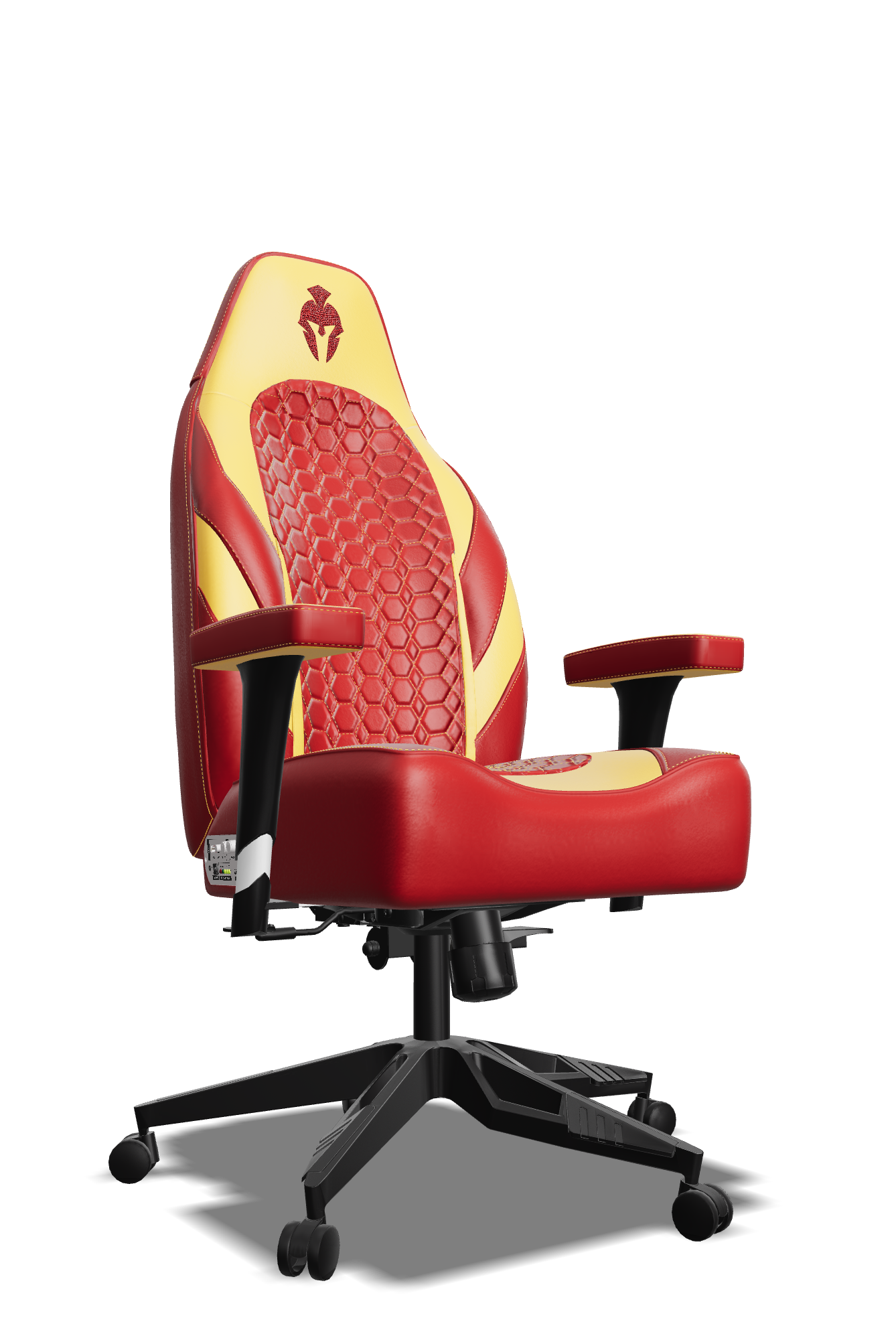 Yellow and Red Custom Haptic Feedback Gaming Chair Side View