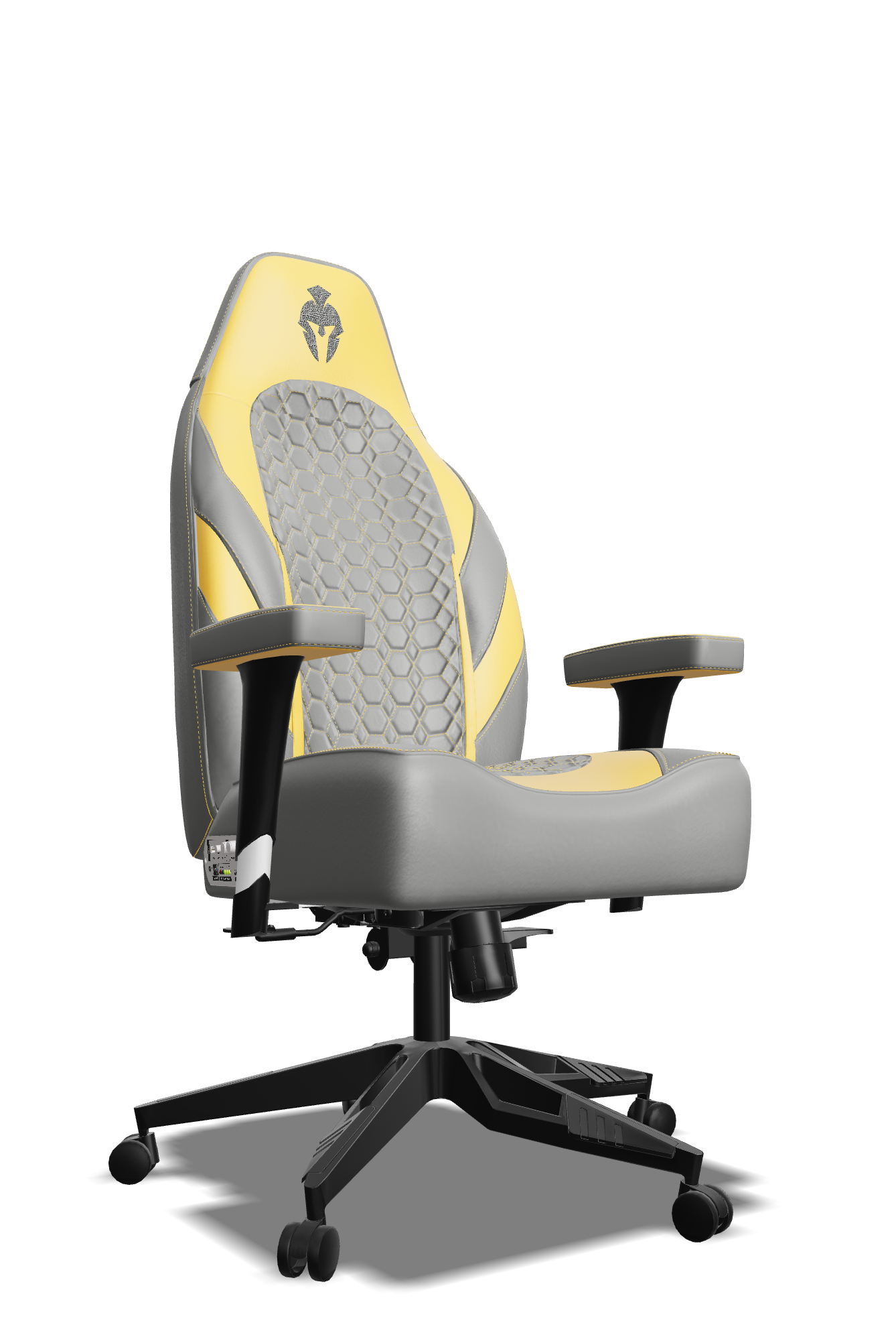 Yellow and Grey Custom Haptic Feedback Gaming Chair Side View