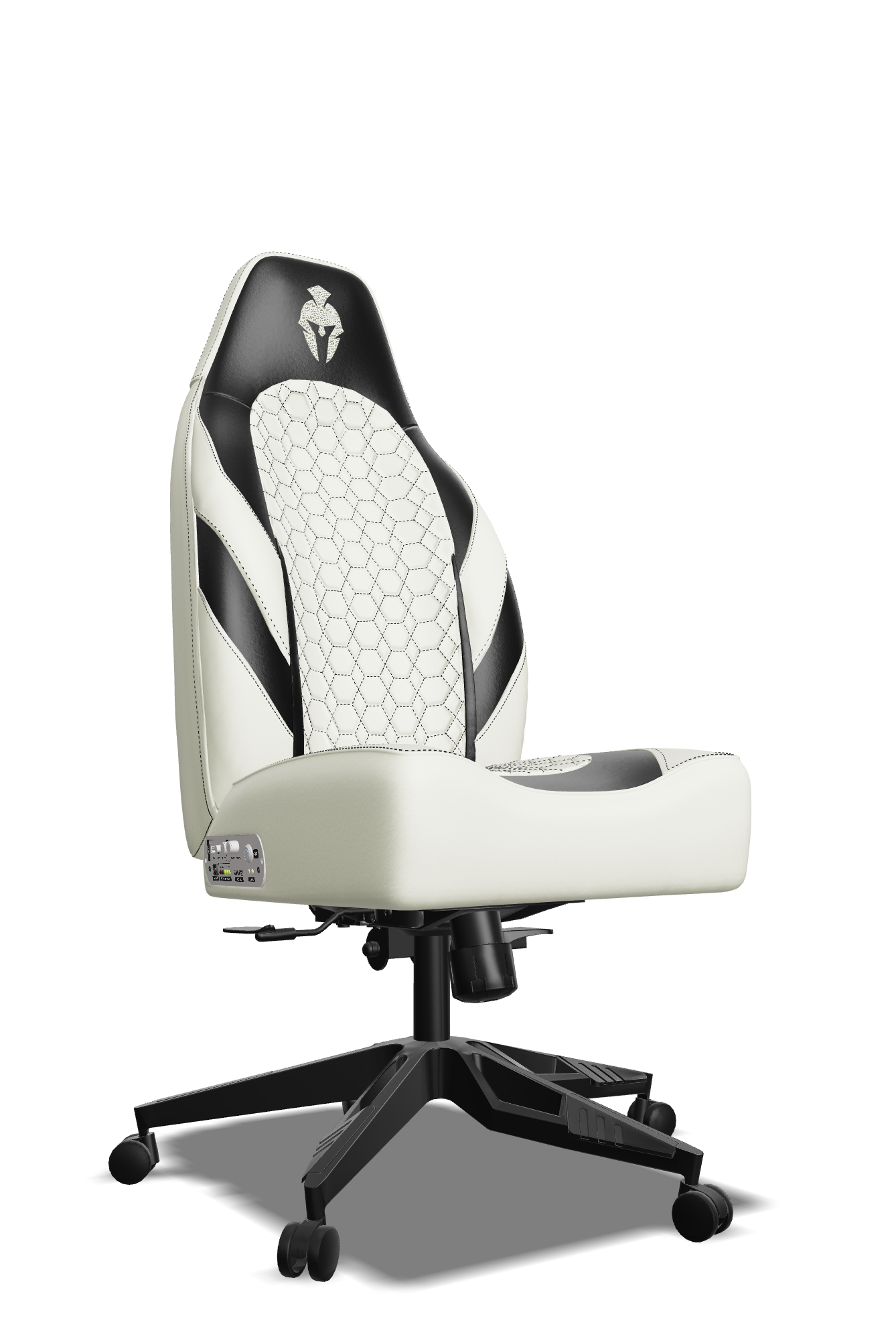 Black and White Custom Haptic Feedback Gaming Chair Side View No Armrest