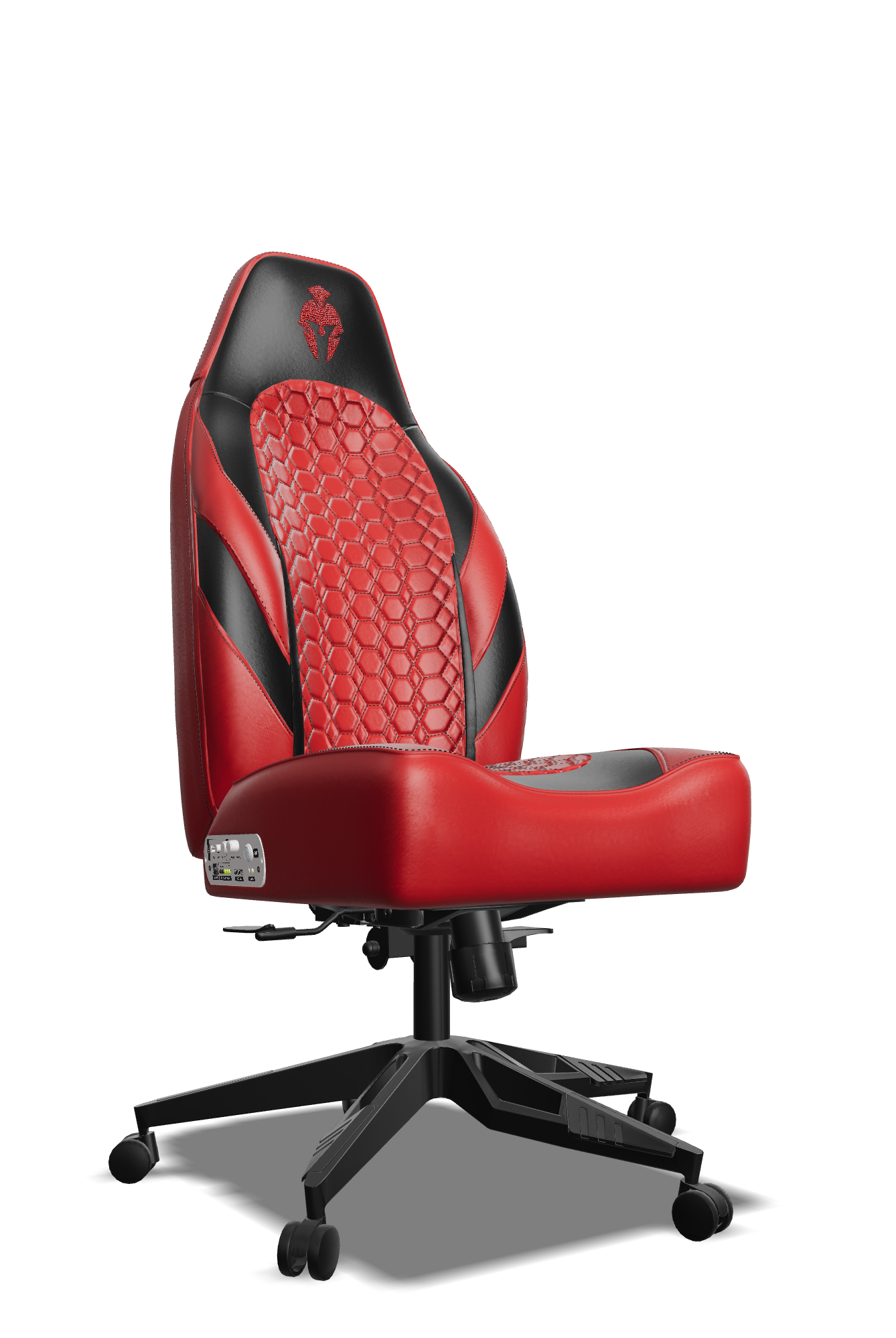 Black and Red Custom Haptic Feedback Gaming Chair Side View No Armrest