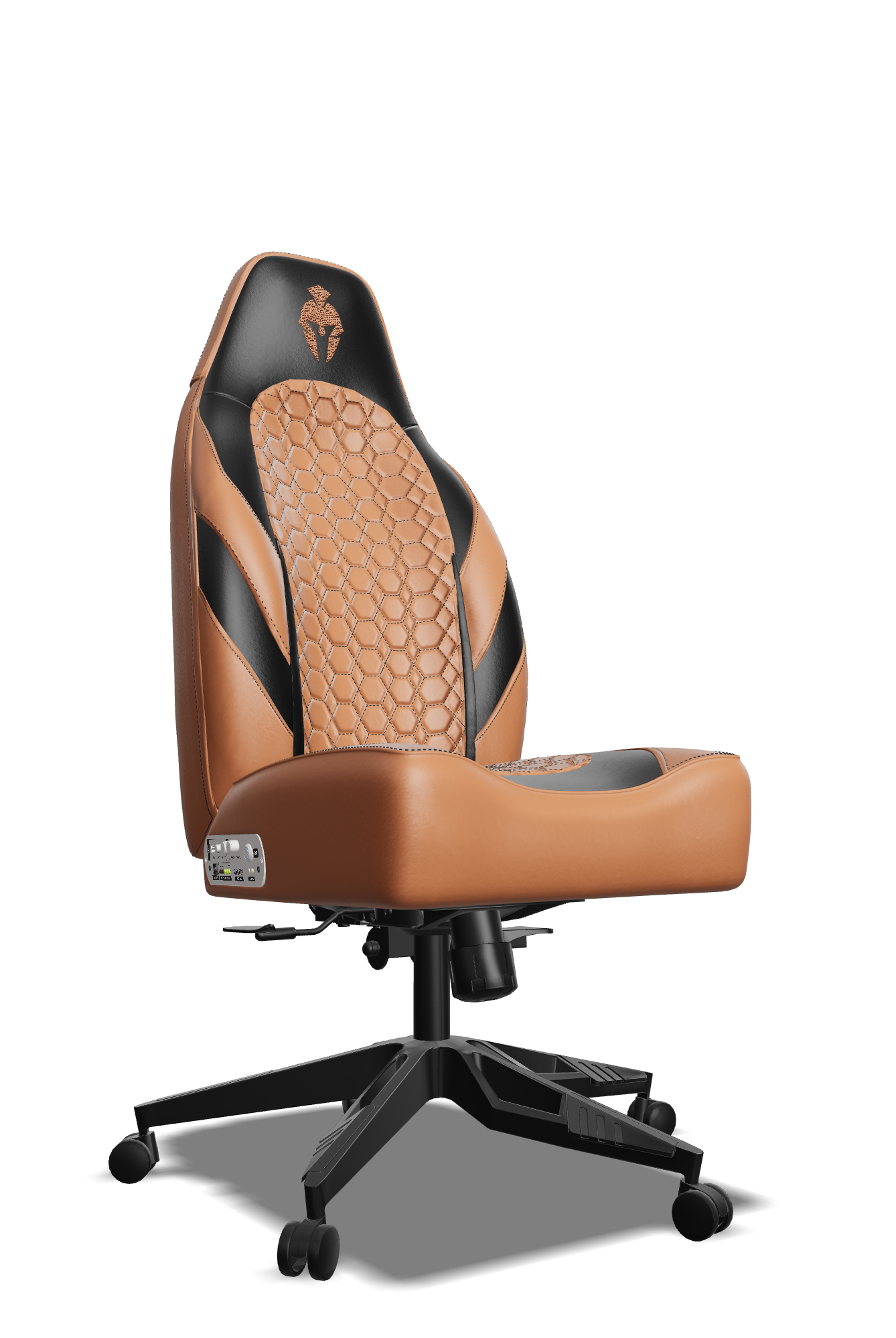 Black and Brown Custom Haptic Feedback Gaming Chair Side View No Armrest