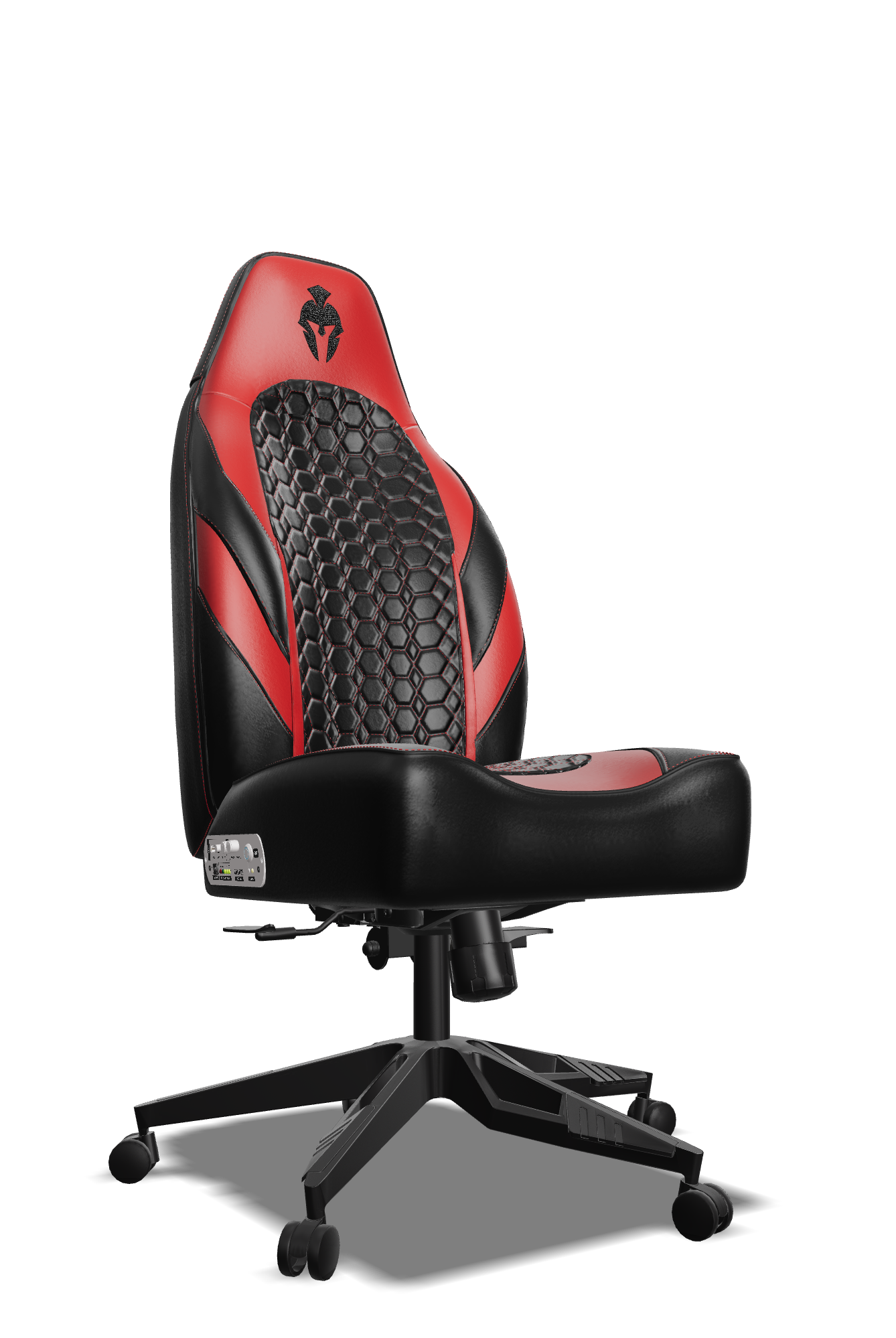 Red & Black Custom Haptic Feedback Gaming Chair Side View No Armrest