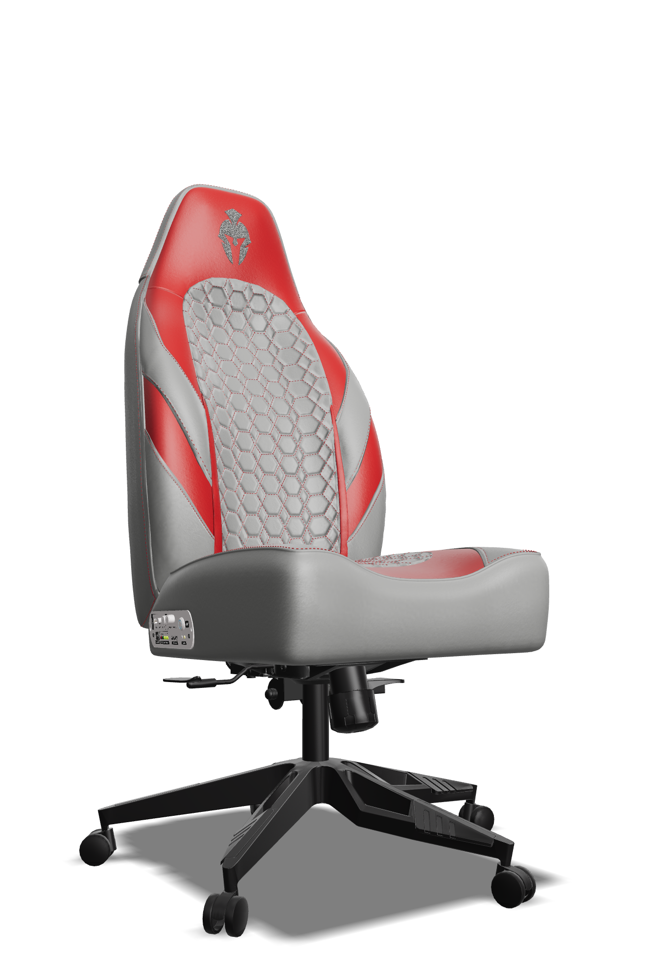 Red & Grey Custom Haptic Feedback Gaming Chair Side View No Armrest