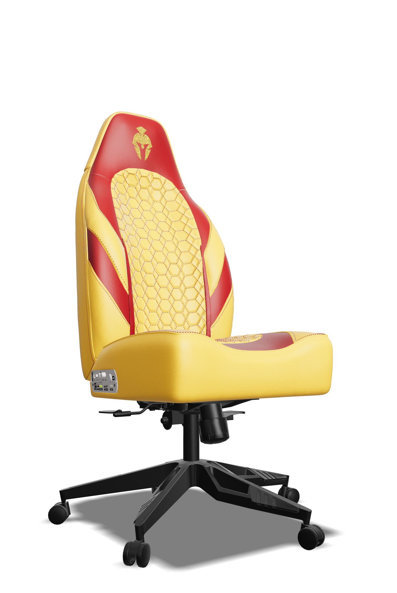 Red & Yellow Custom Haptic Feedback Gaming Chair Side View No Armrest