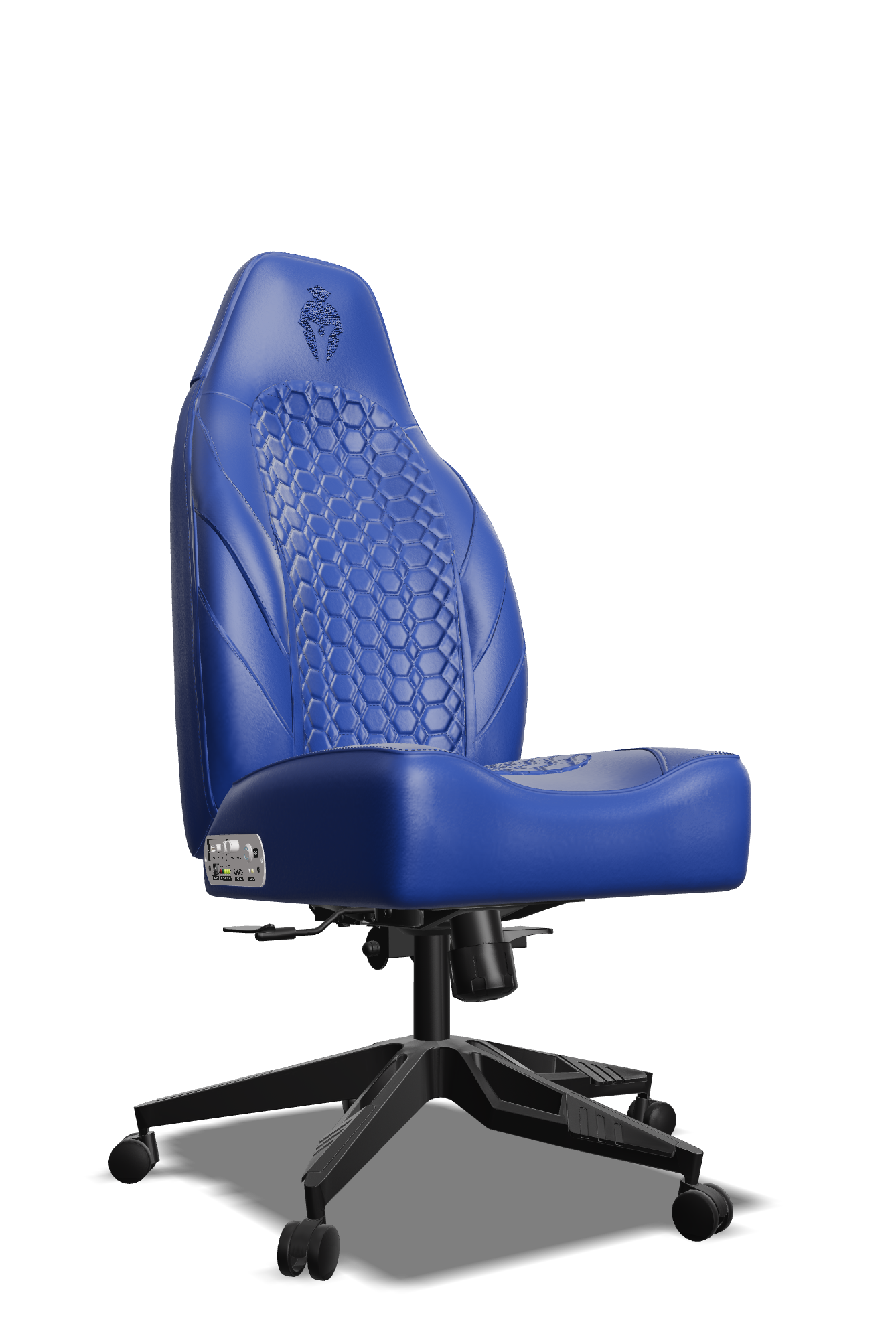 Royal Blue and Blue Custom Haptic Feedback Gaming Chair Side View No Armrest