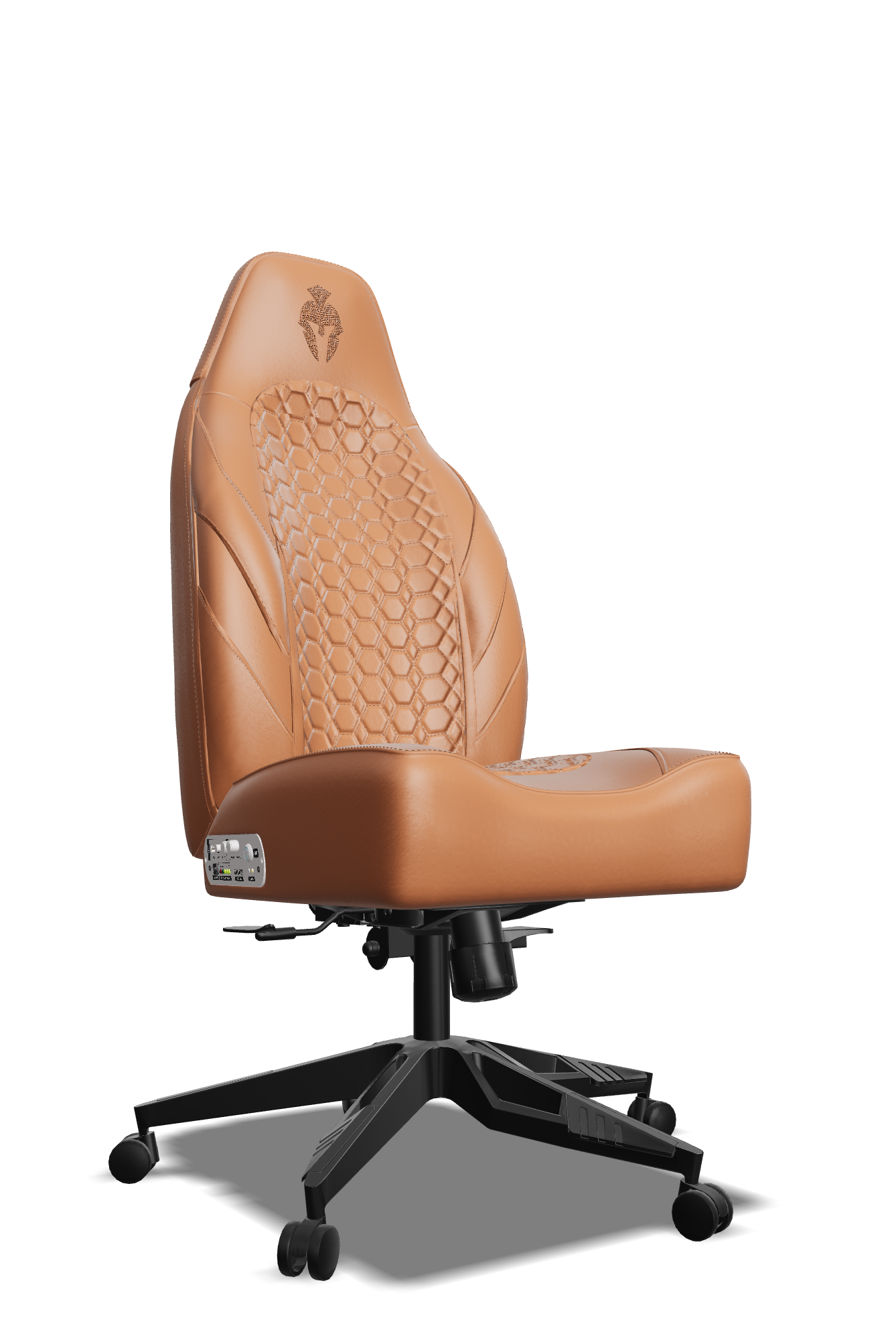 Brown and Brown Custom Haptic Feedback Gaming Chair Side View No Armrest