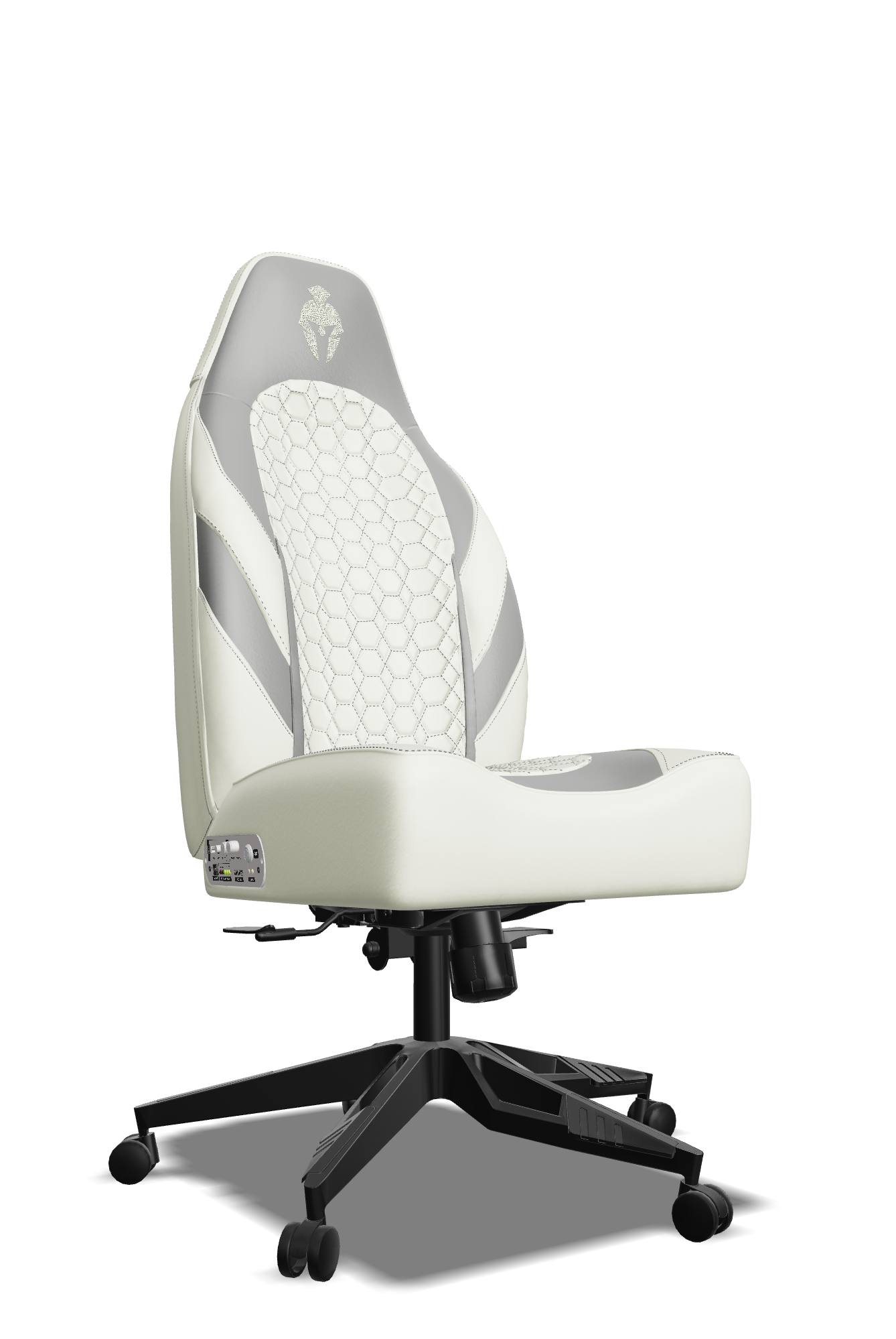 Grey and White Haptic Feedback Gaming Chair