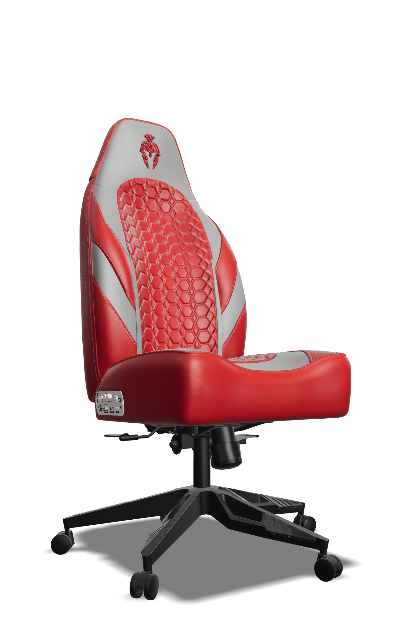 Grey and Brown Custom Haptic Feedback Gaming Chair Side View No Armrest
