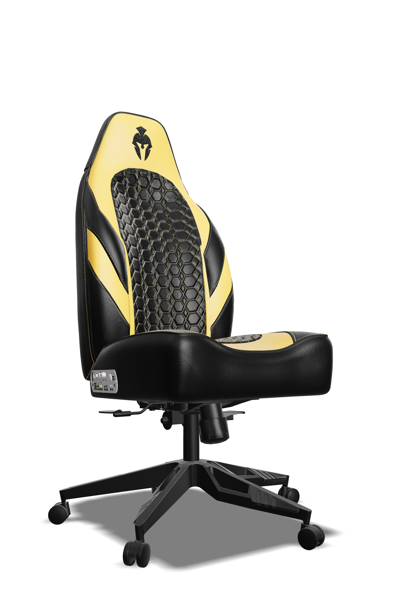 Yellow and Black Custom Haptic Feedback Gaming Chair Side View No Armrest