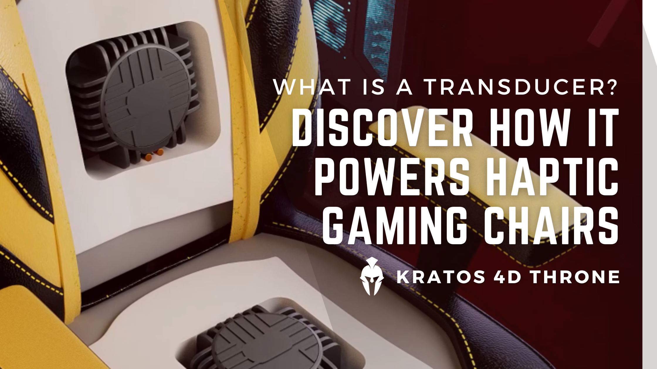 Yellow & Black Haptic Gaming Chair Showing Its Dual Transducers Embedded within the chair