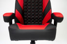 Center view of black and red haptic gaming chair Kratos Pro 4D Throne V2