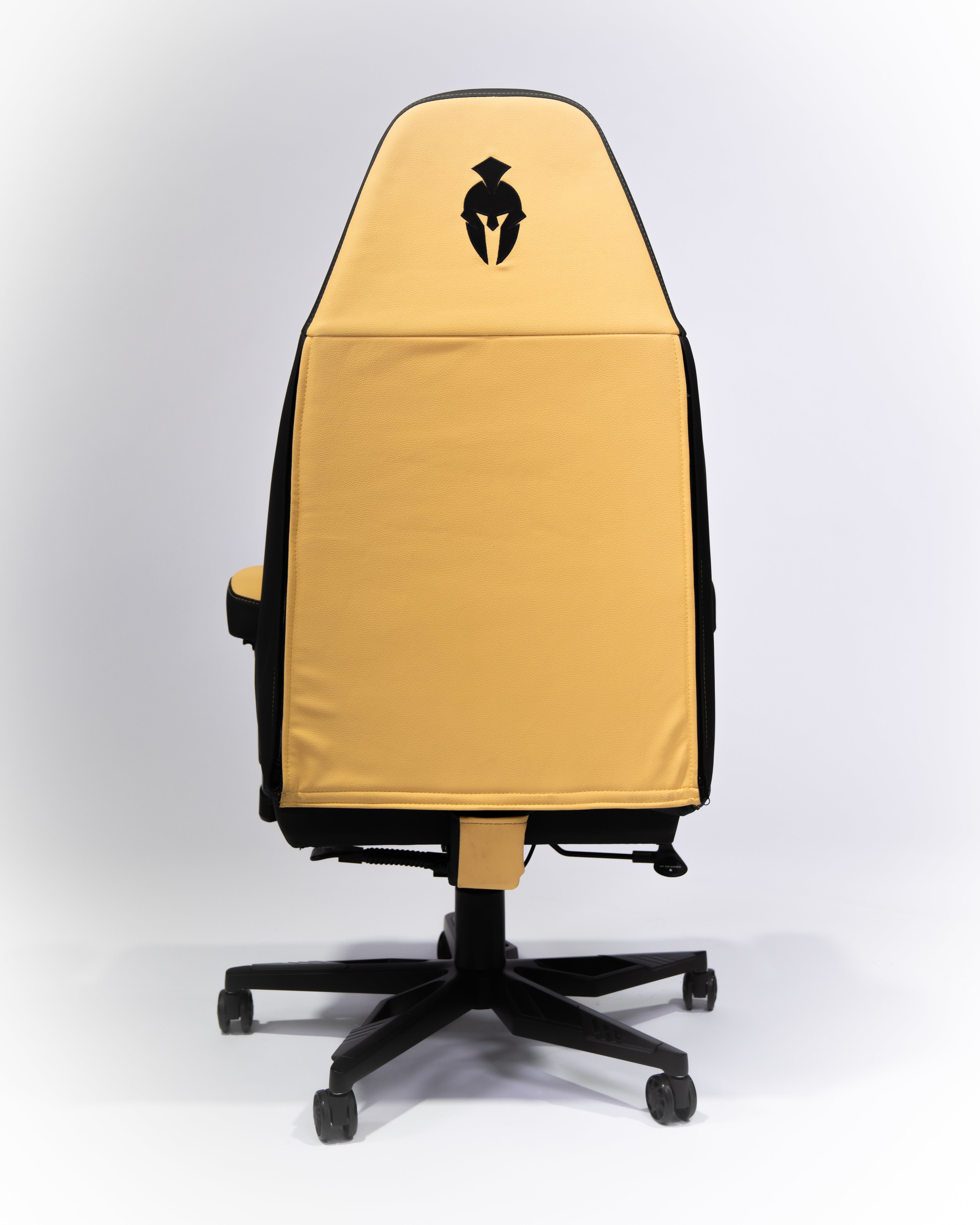 Black and Yellow Premium Haptic Gaming Chair view from the back showing premium material