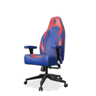Royal blue and red gaming chair side view 