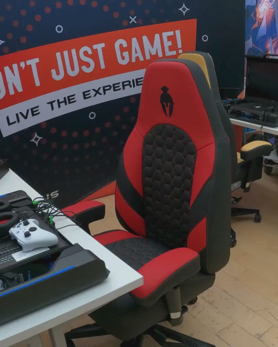 A summary video of the Kratos 4D Throne Gaming Chair Showcase at Polycon in Orlando Florida