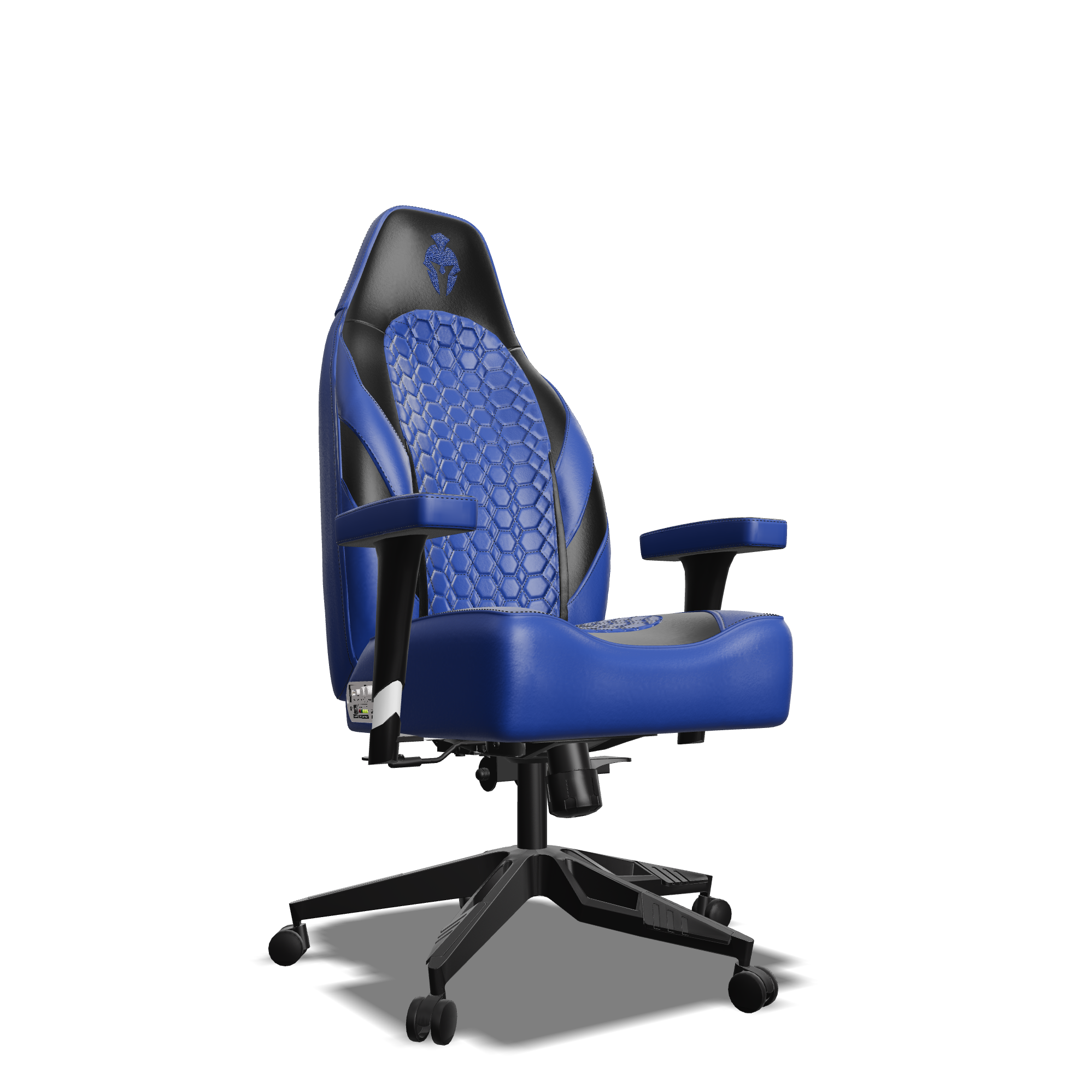 Black and Blue Custom Haptic Feedback Gaming Chair Side View