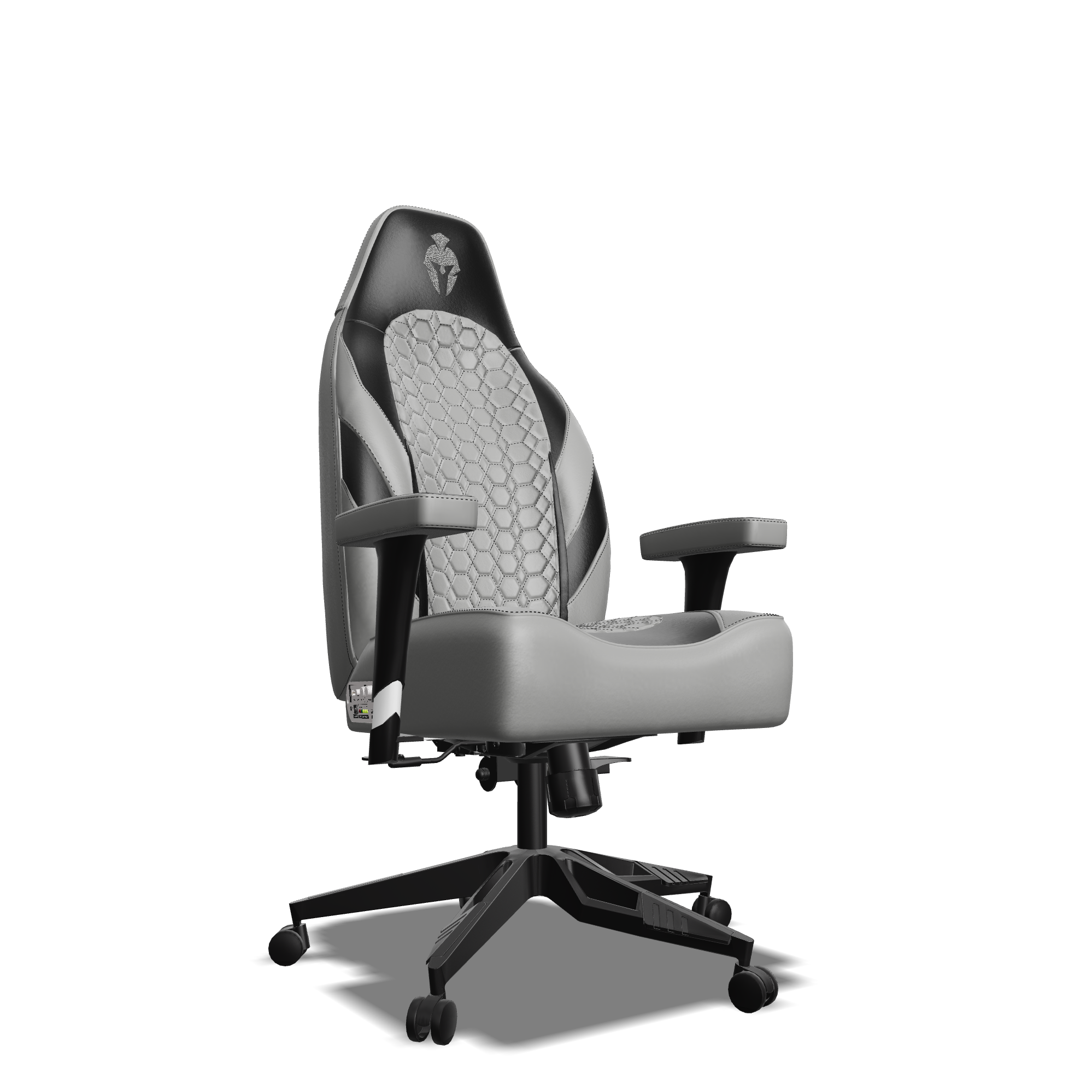 Black and Grey Custom Haptic Feedback Gaming Chair Side View