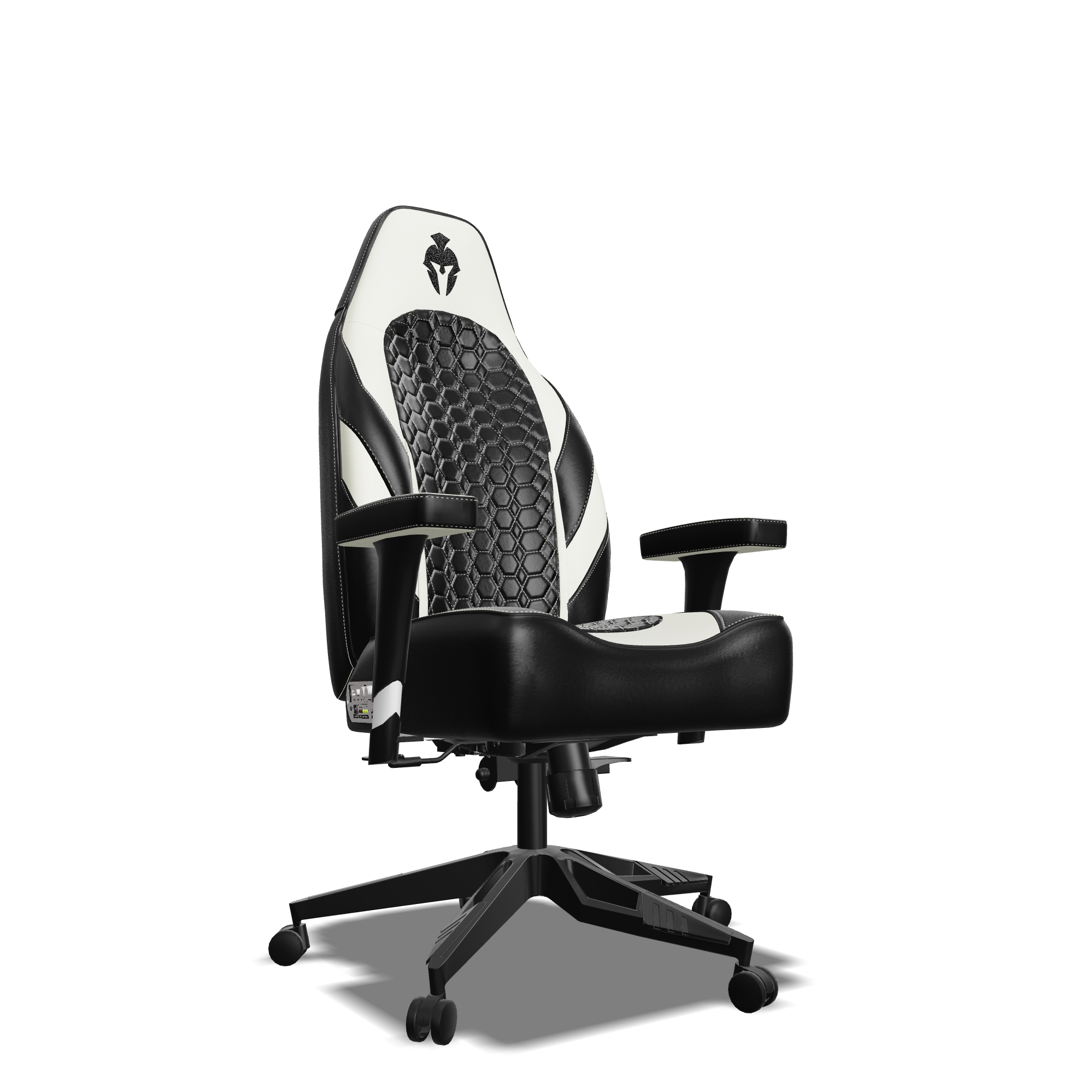 White and Black Custom Haptic Feedback Gaming Chair Side View