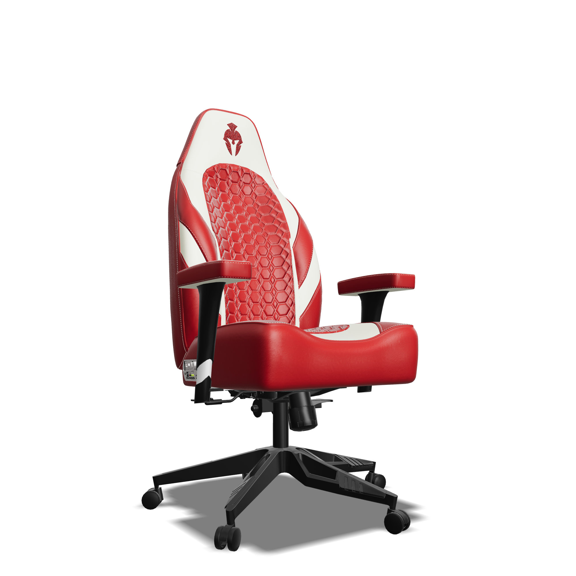White and Red Custom Haptic Feedback Gaming Chair Side View