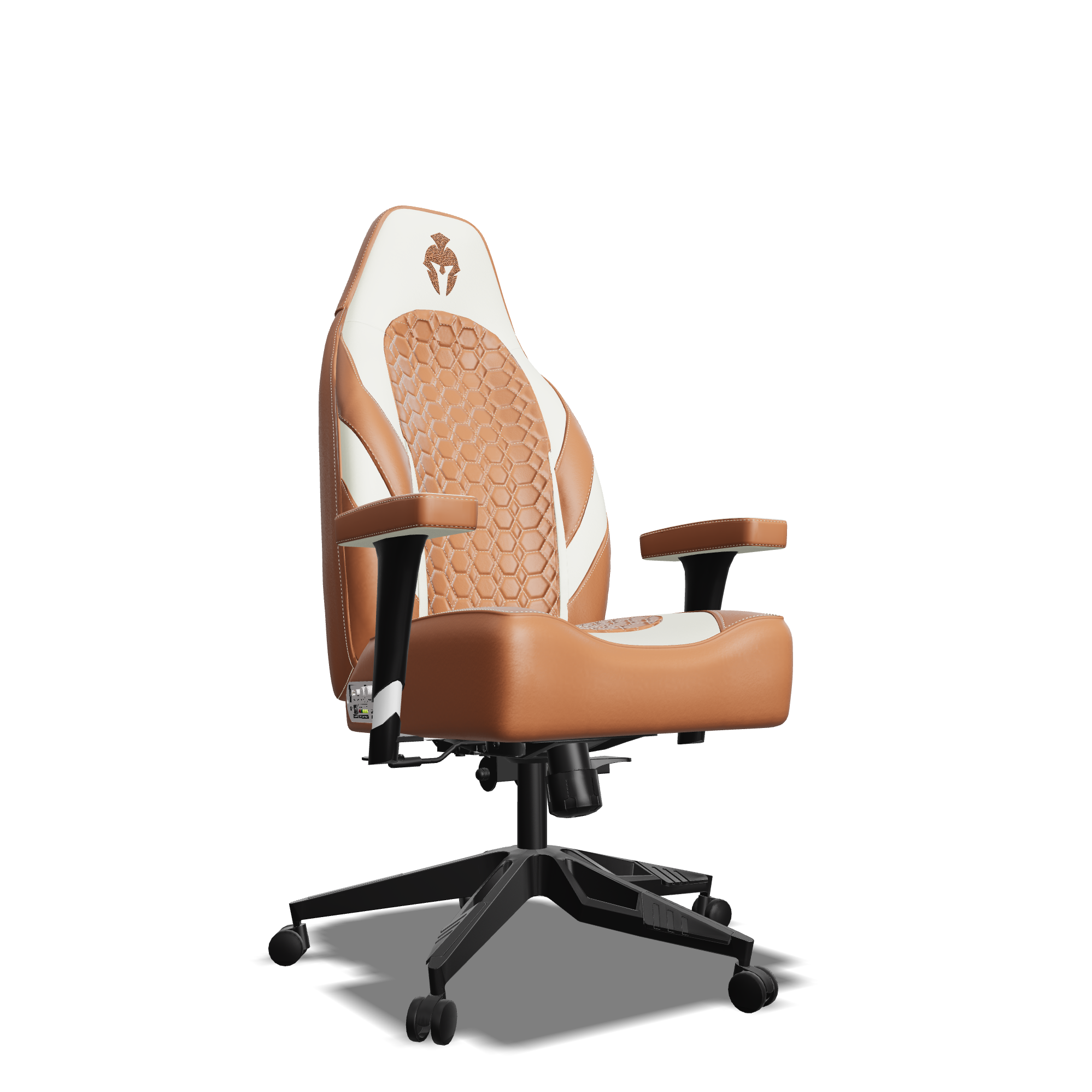 White and BrownCustom Haptic Feedback Gaming Chair Side View