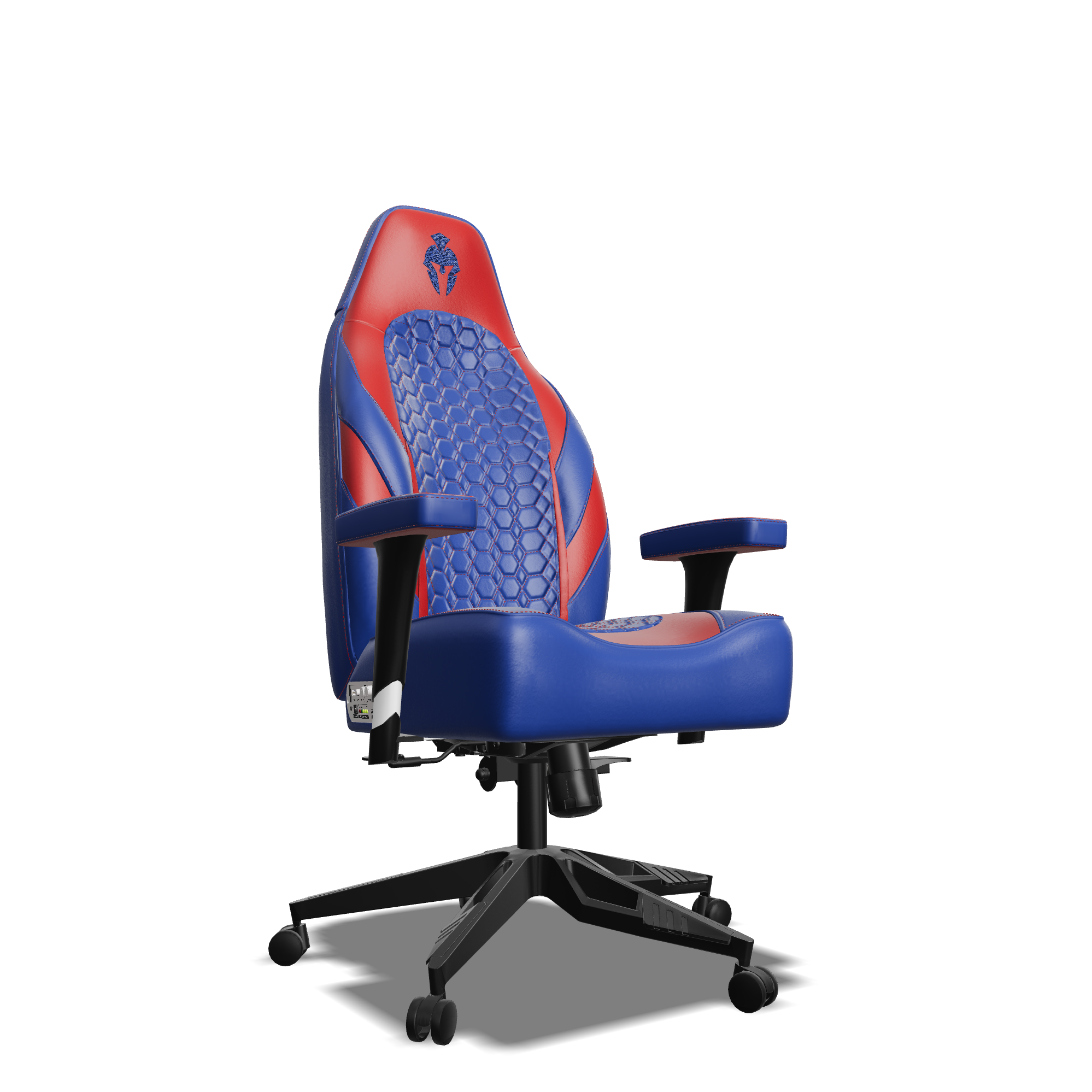 Red and Blue Custom Haptic Feedback Gaming Chair Side View