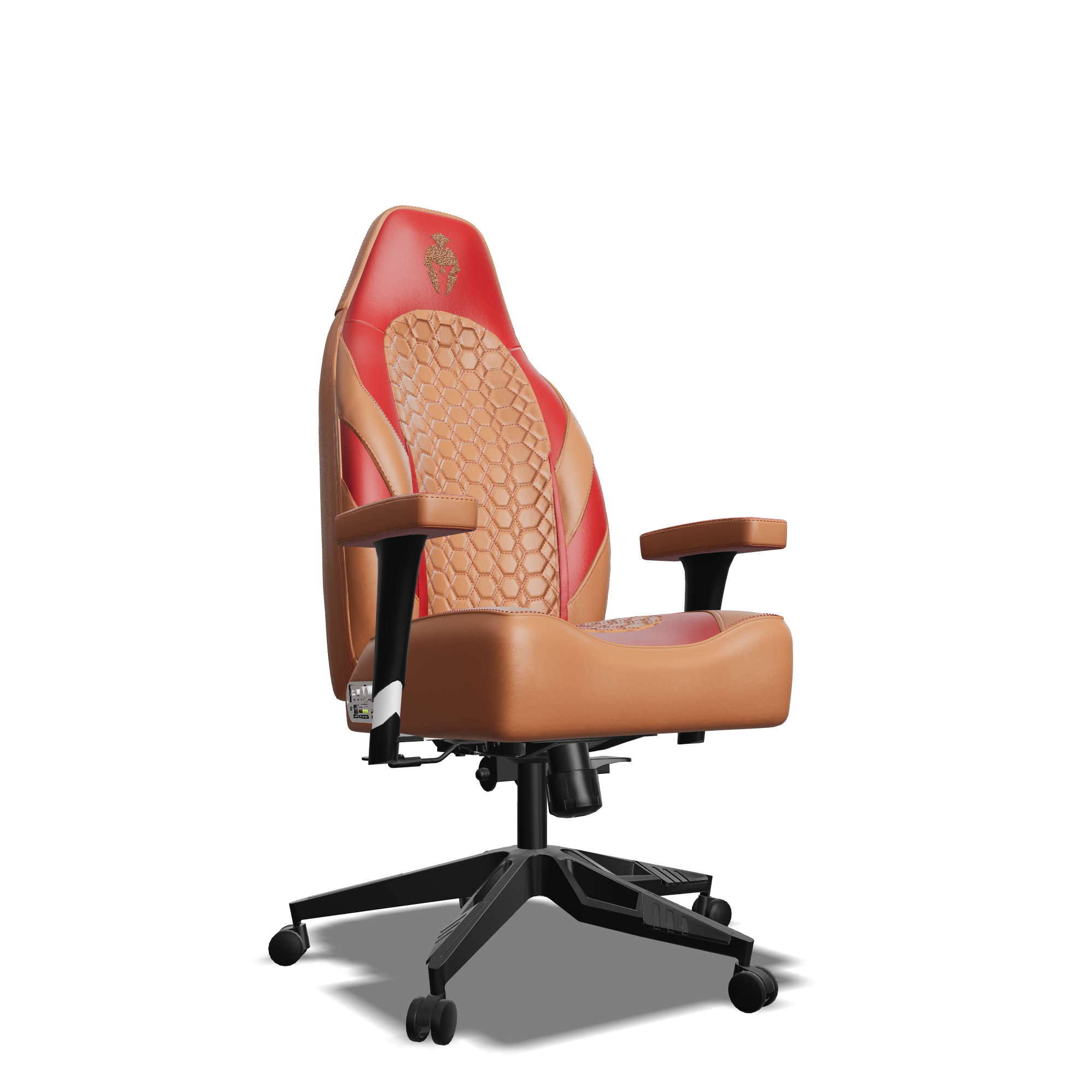 Red and Brown Custom Haptic Feedback Gaming Chair Side View