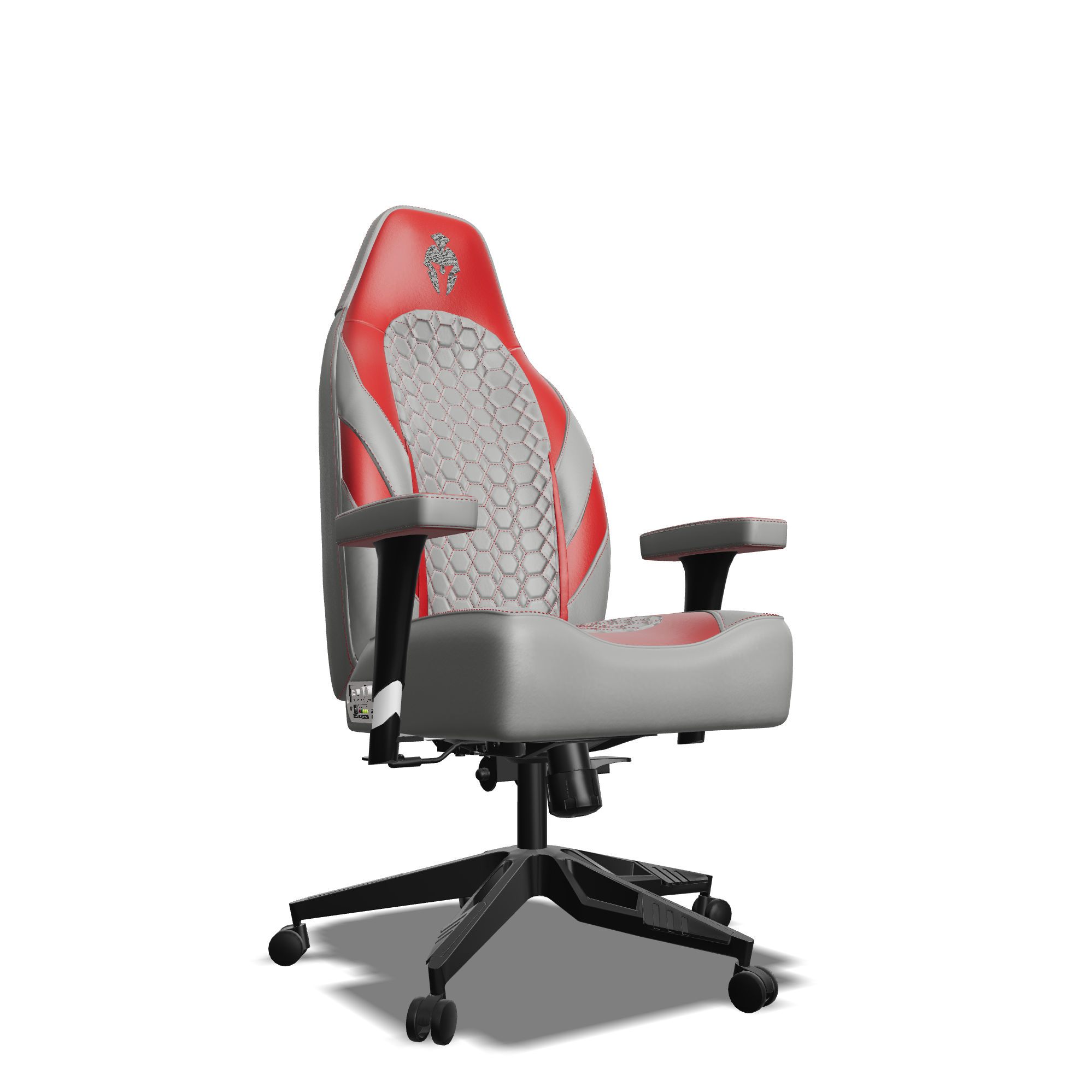 Red and Grey Custom Haptic Feedback Gaming Chair Side View