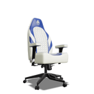 Blue and White Custom Haptic Feedback Gaming Chair Side View