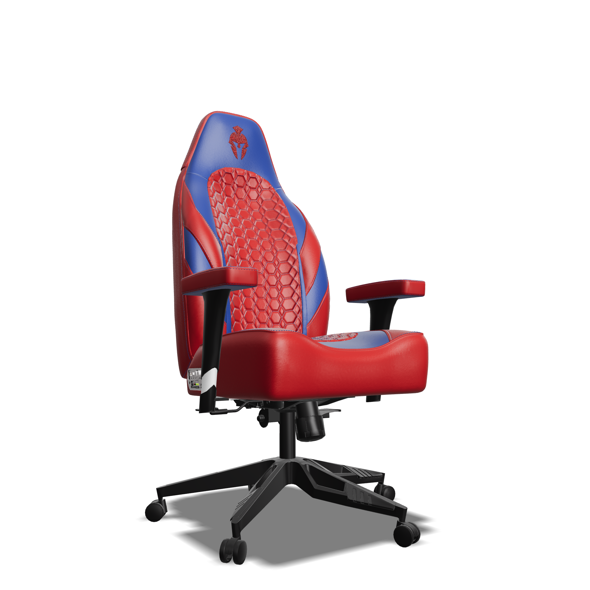 Blue and Red Custom Haptic Feedback Gaming Chair Side View