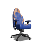 Brown and Blue Custom Haptic Feedback Gaming Chair Side View